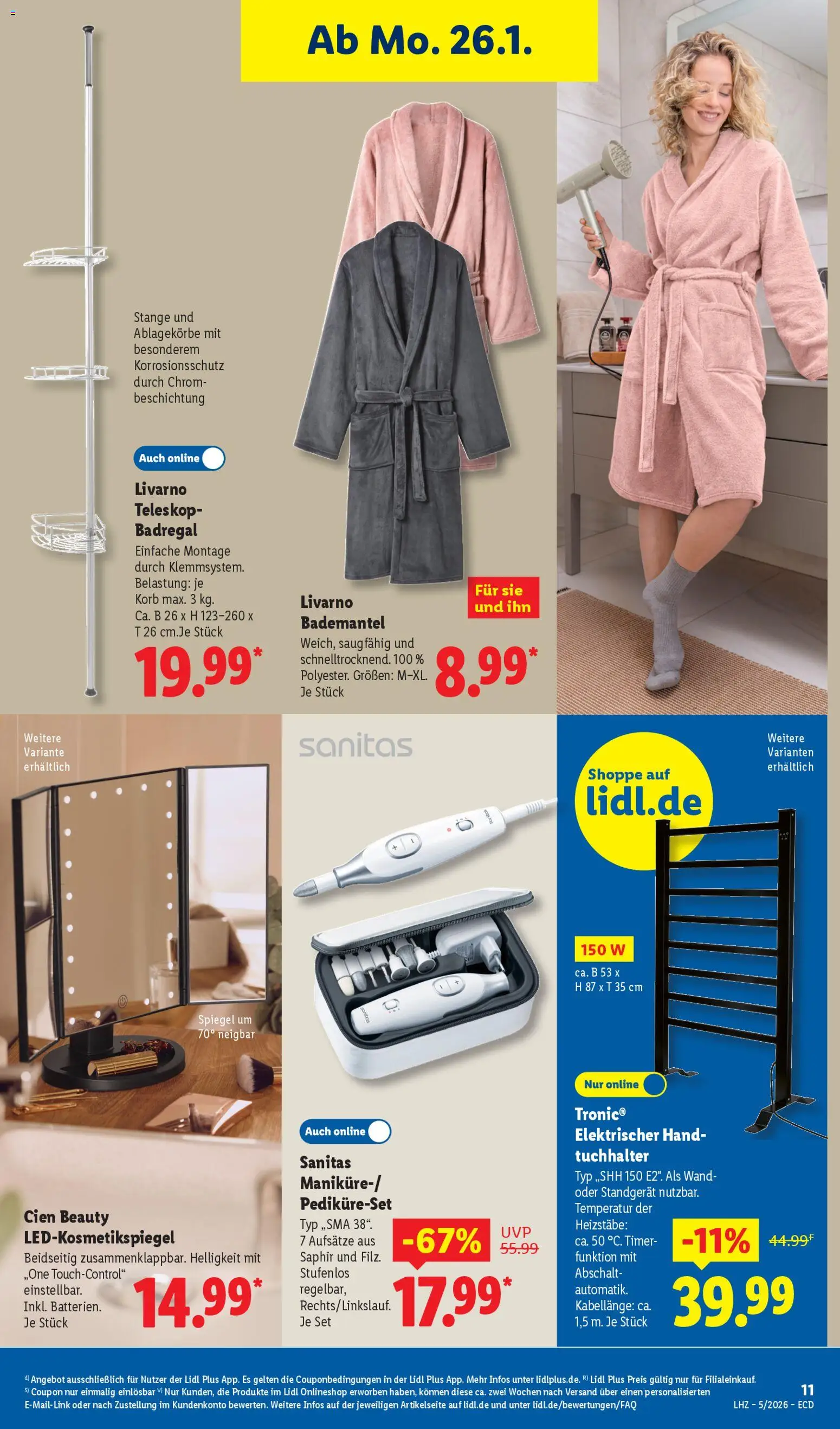 Lidl - Prospekt – gültig ab 26.01.2026 | Seite: 11 | Produkte: Korb, Spiegel, Badregal, Bademantel