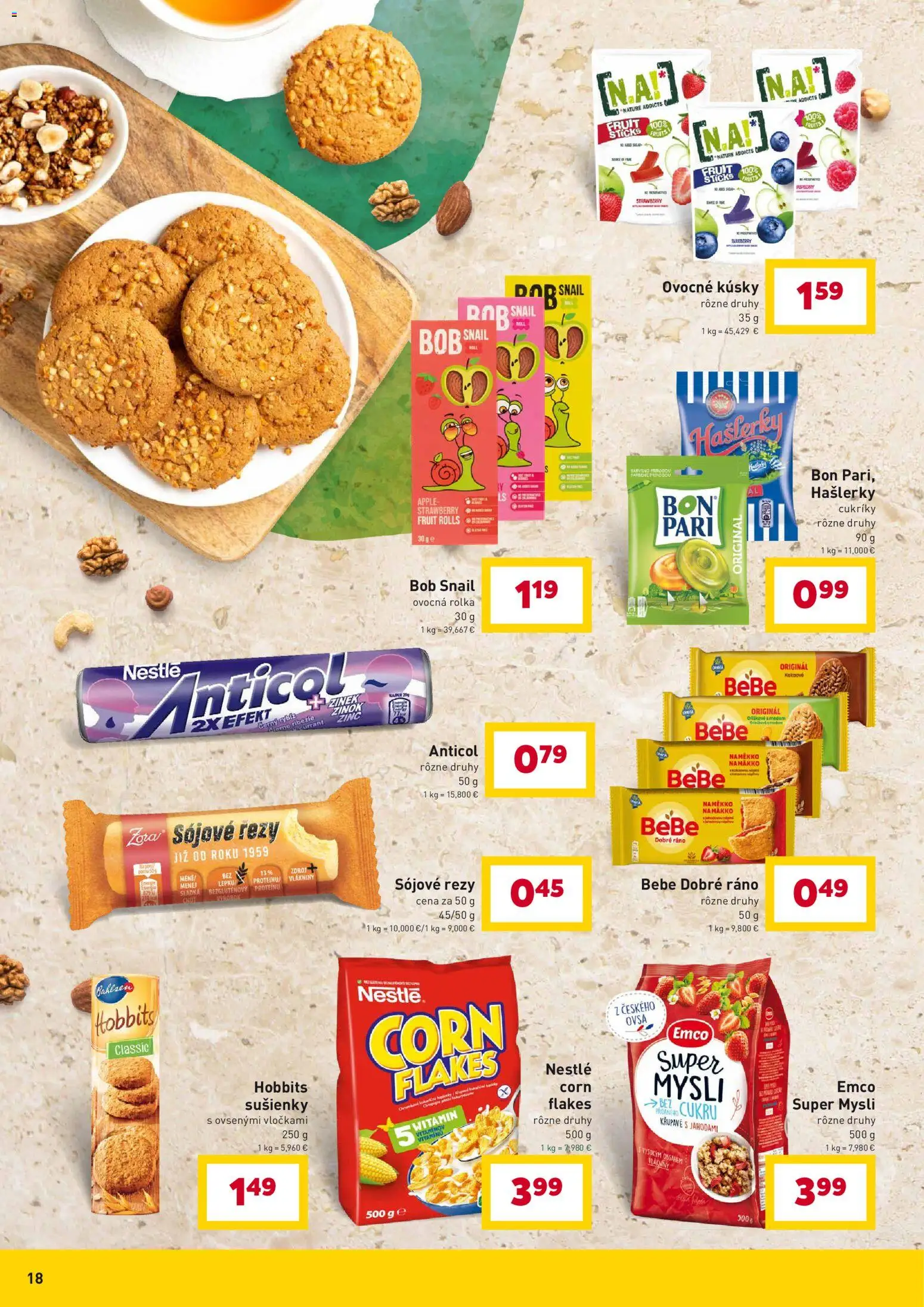 Nové Billa akcie – leták je platný od 07.04.2026 | Strana: 18 | Produkty: BeBe Dobré ráno, Apple, Cukríky