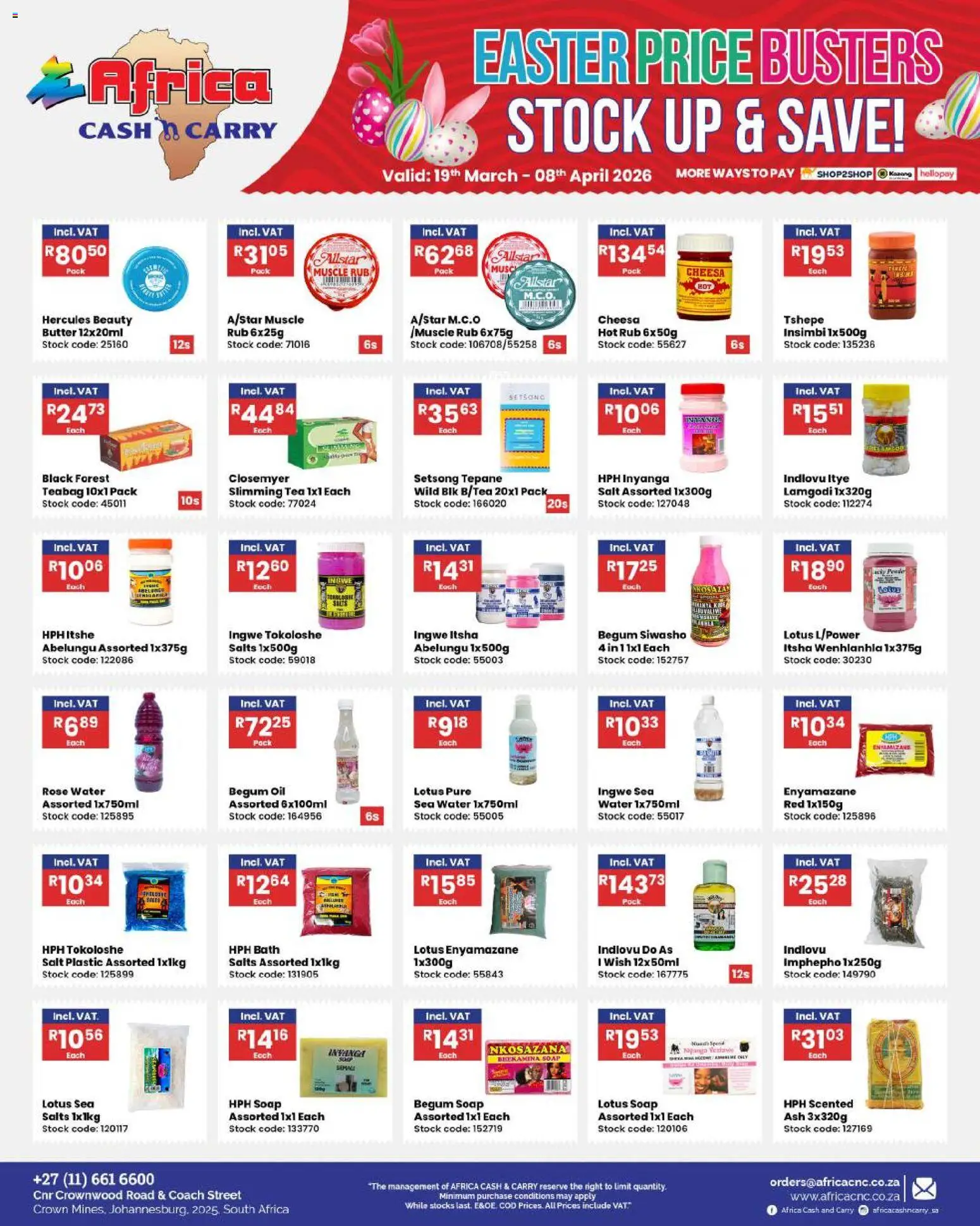 New Africa Cash & Carry catalogue – valid from 19.03.2026 | Page: 14 | Products: Butter, Oil, Soap, Water