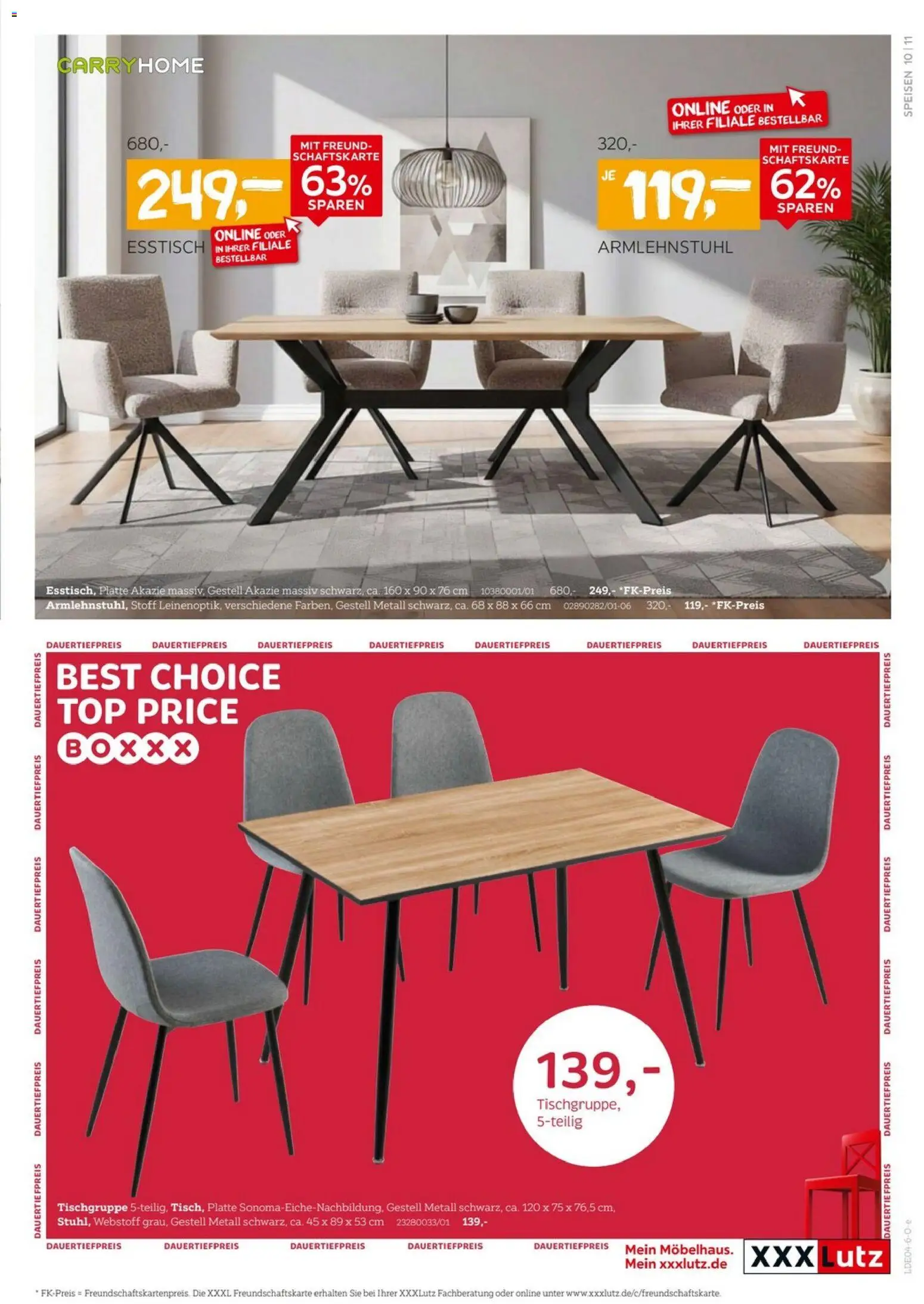 XXXLutz Speisen Preishits – gültig ab 04.04.2026 | Seite: 11 | Produkte: Top, Esstisch
