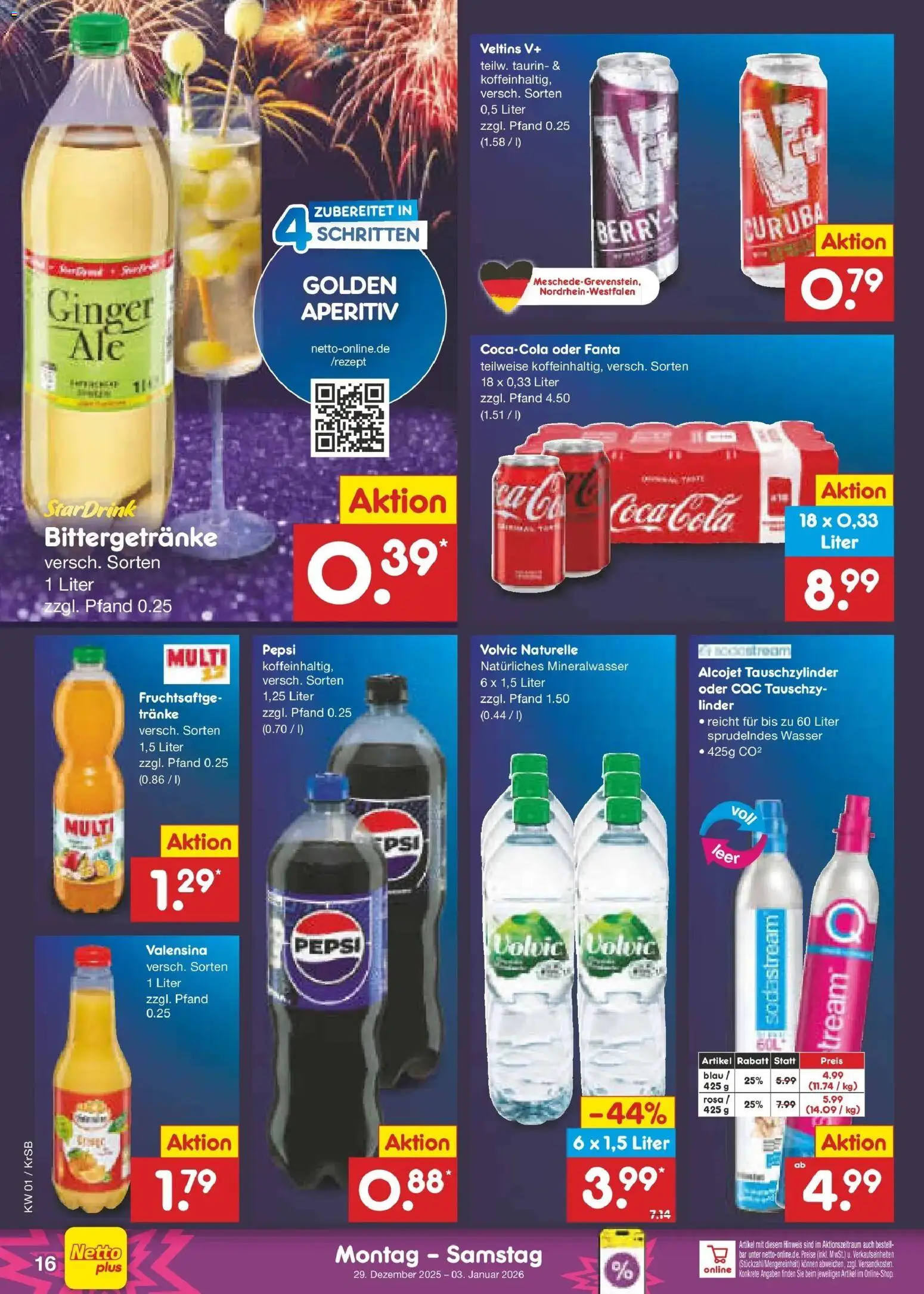 Netto Marken-Discount prospekt Jüchen	 – gültig ab 28.12.2025 | Seite: 16 | Produkte: Fanta, Volvic, Veltins, Sodastream