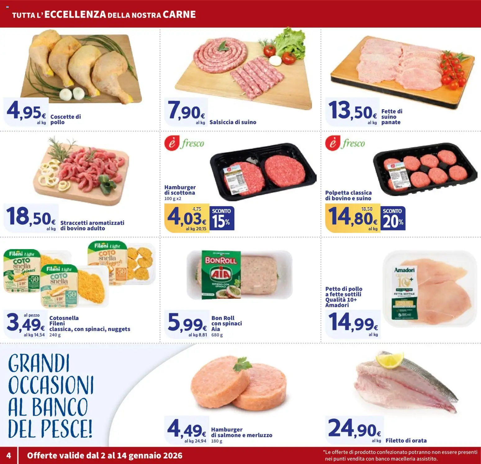 Volantino SIGMA del 02.01.2026 | Pagina: 4 | Prodotti: Bovino, Pollo, Orata, Salsiccia