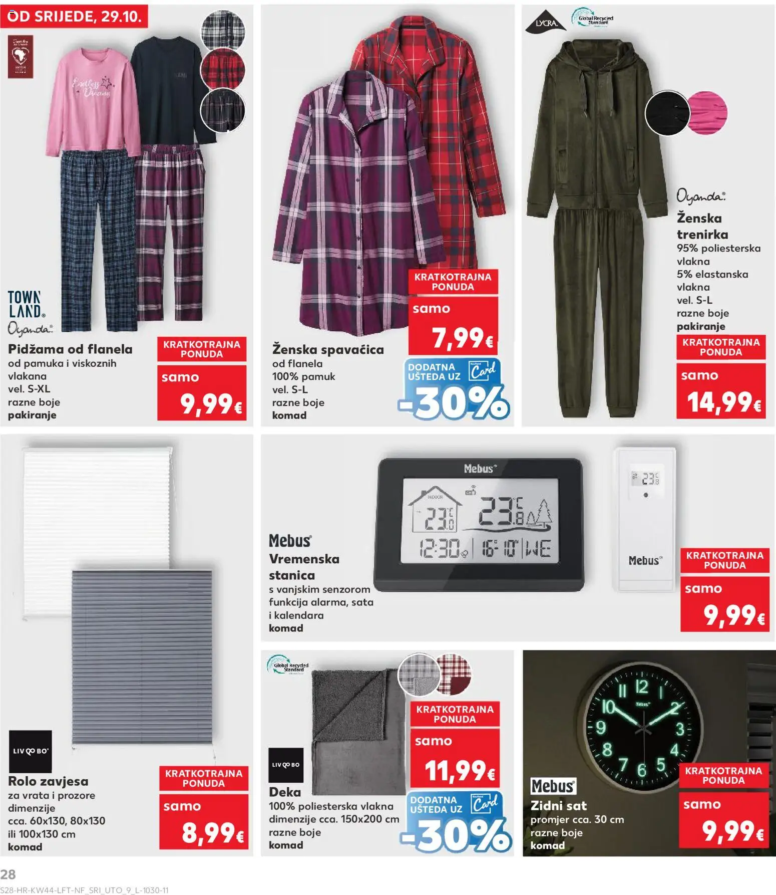Kaufland katalog | vrijedi od 29.10.2025 | Stranica: 28 | Proizvodi: Zidni sat, Pidžama, Sat, Deka
