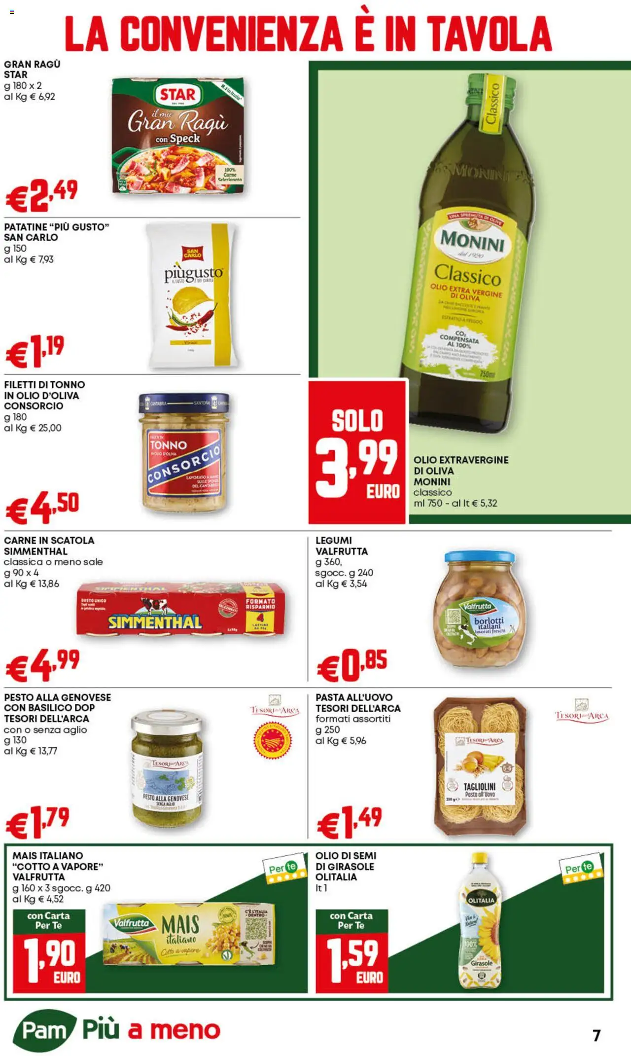 Volantino PAM del 11.09.2025 | Pagina: 7 | Prodotti: Patatine, Pasta, Ragú, Tonno