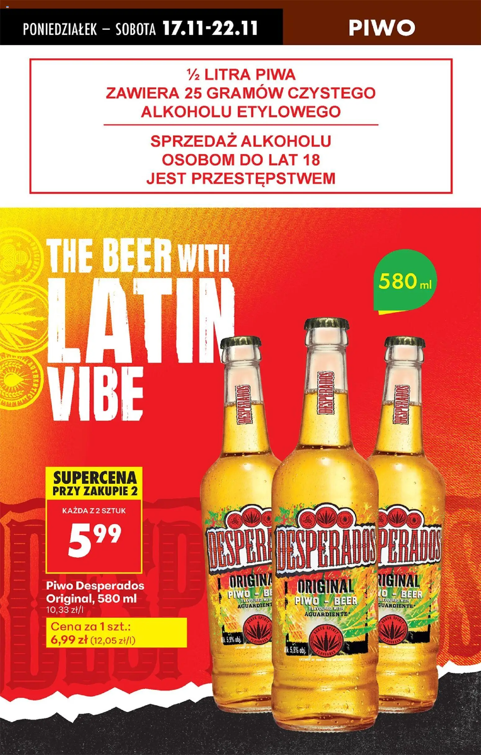 Biedronka gazetka od 17.11.2025 | Strona: 84 | Produkty: Piwo Desperados, Piwo