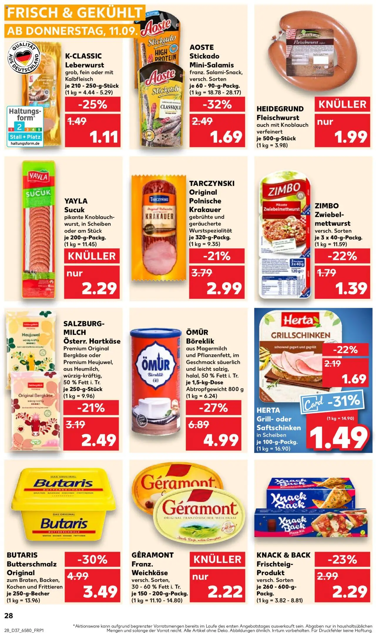 Kaufland prospekt Hamburg	 – gültig ab 11.09.2025 | Seite: 28 | Produkte: Butterschmalz, Geramont, Milch, Knoblauch