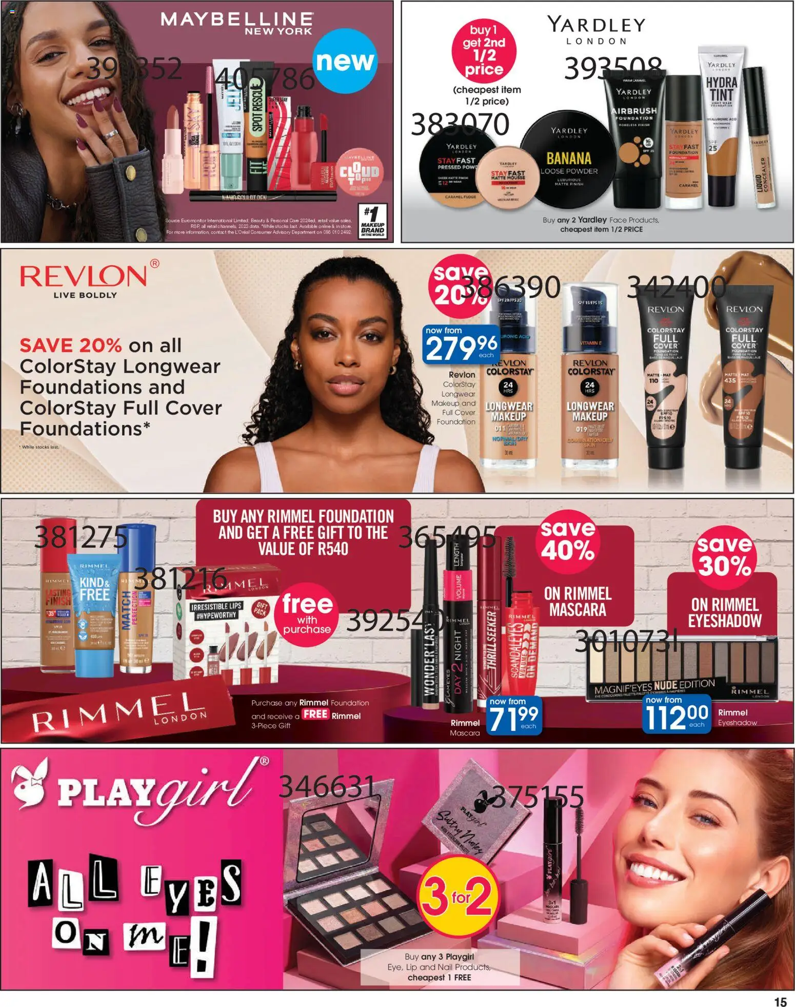 New Clicks catalogue – valid from 23.04.2026 | Page: 15 | Products: Cover, Concealer, Powder, Mascara
