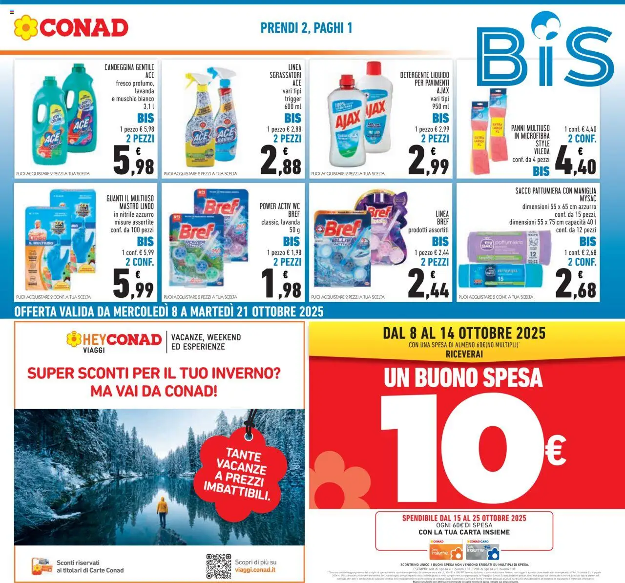Volantino Conad del 08.10.2025 | Pagina: 5 | Prodotti: Detergente, Candeggina, Guanti, Pattumiera