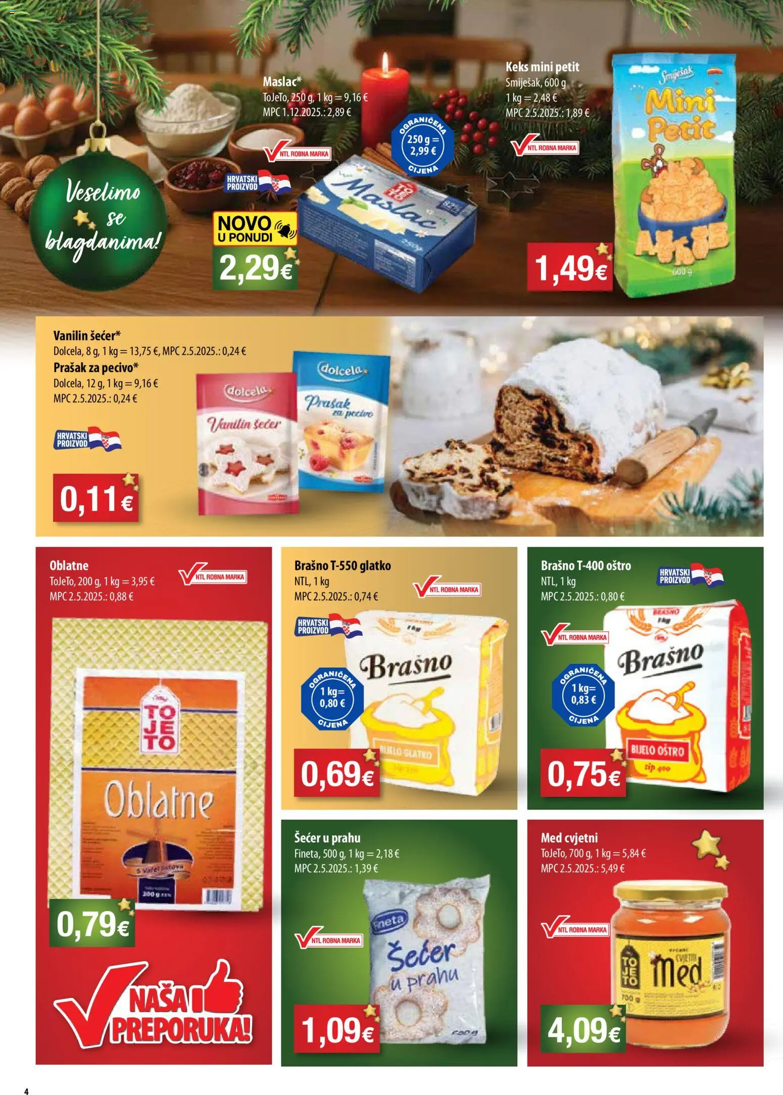 Bakmaz katalog | vrijedi od 10.12.2025 | Stranica: 4 | Proizvodi: Med, Pecivo, Vanilin šećer, Šećer u prahu