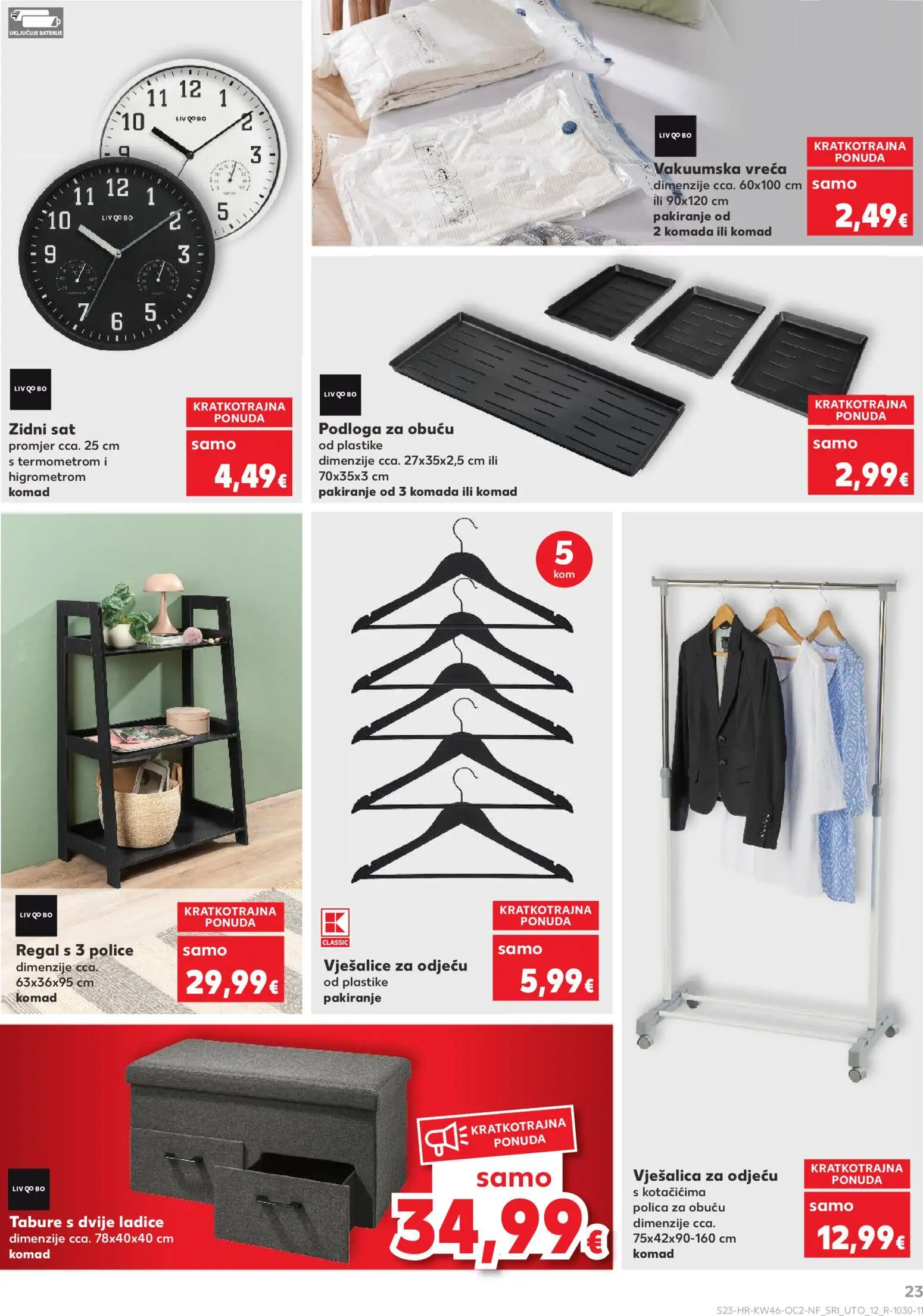 Kaufland katalog | vrijedi od 12.11.2025 | Stranica: 23 | Proizvodi: Polica, Zidni sat, Ladice, Tabure