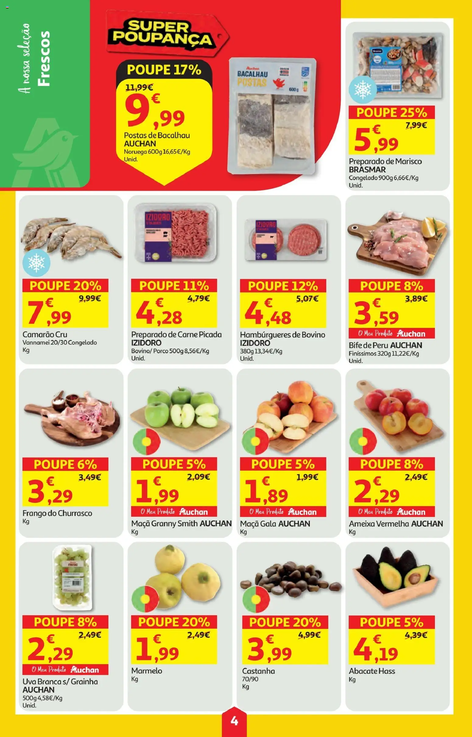Minipreço folheto │ válido de 06.11.2025 | Página: 4 | Produtos: Peru, Camarão, Abacate, Carne