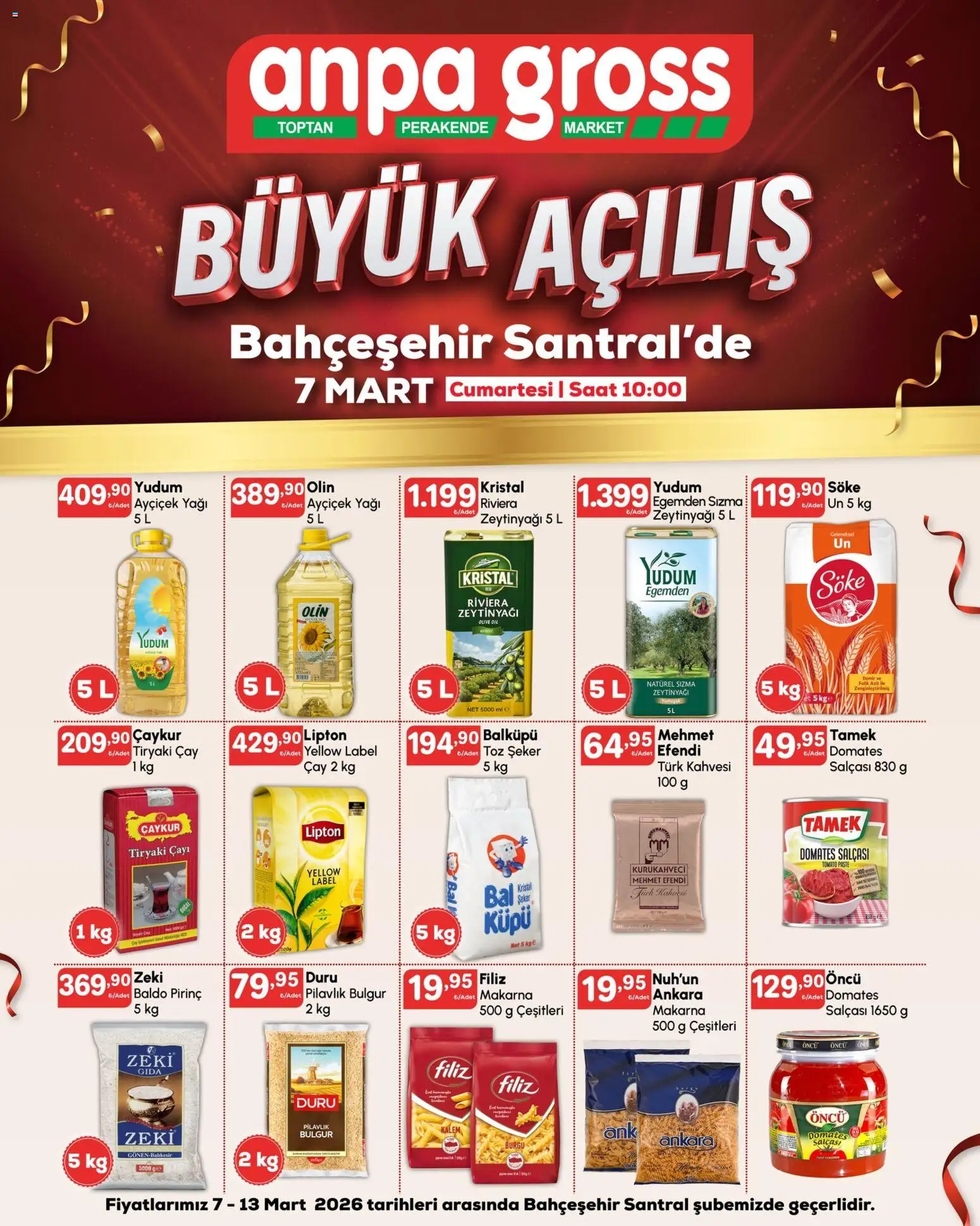 Anpa Gross - Katalog Büyük açılış 2 - 07.03.2026 tarihinden itibaren geçerlidir | Sayfa: 1 | Ürünler: Domates, Pirinç, Çay, Makarna
