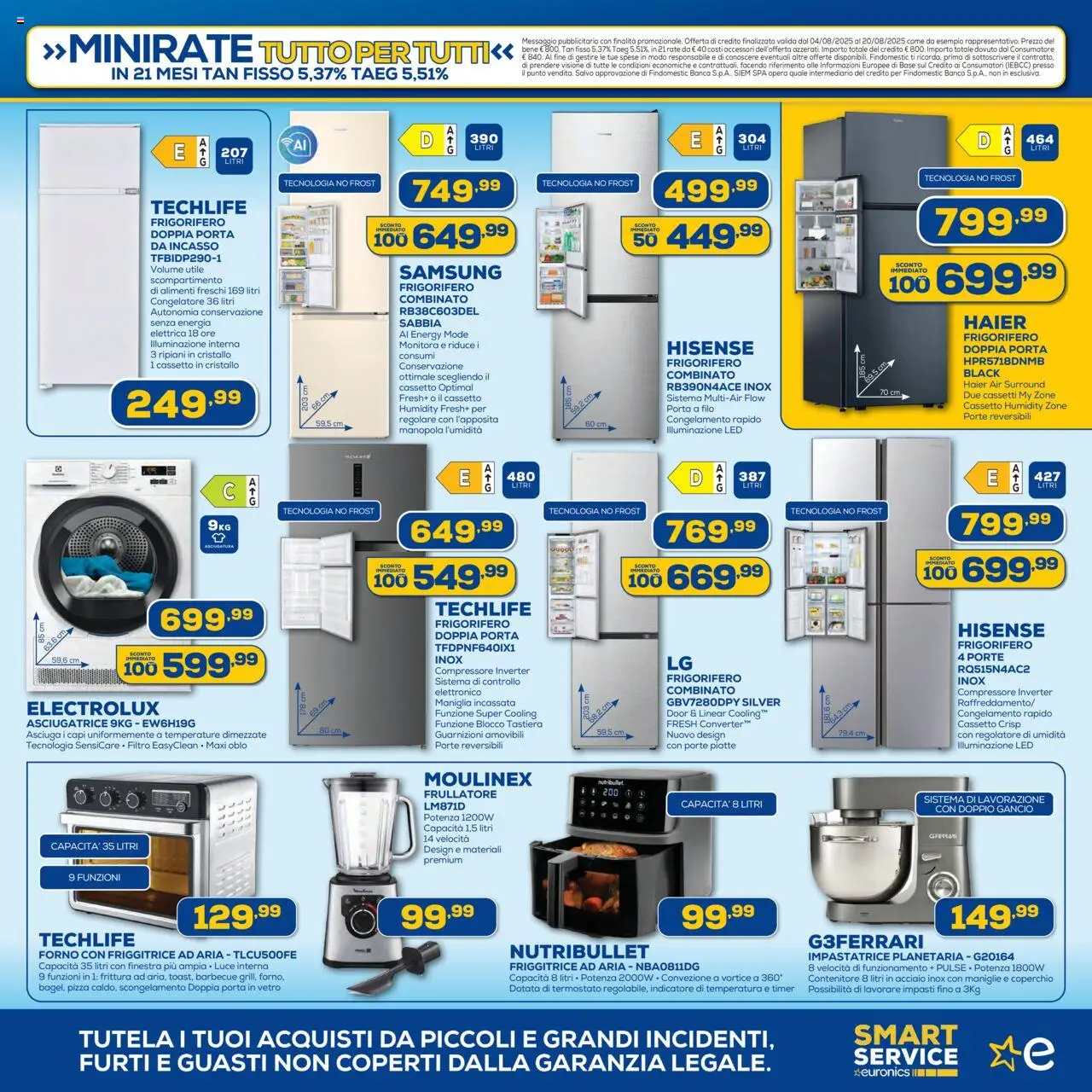 Volantino Euronics del 04.08.2025 | Pagina: 9 | Prodotti: Pizza, Barbecue, Frigorifero, Forno