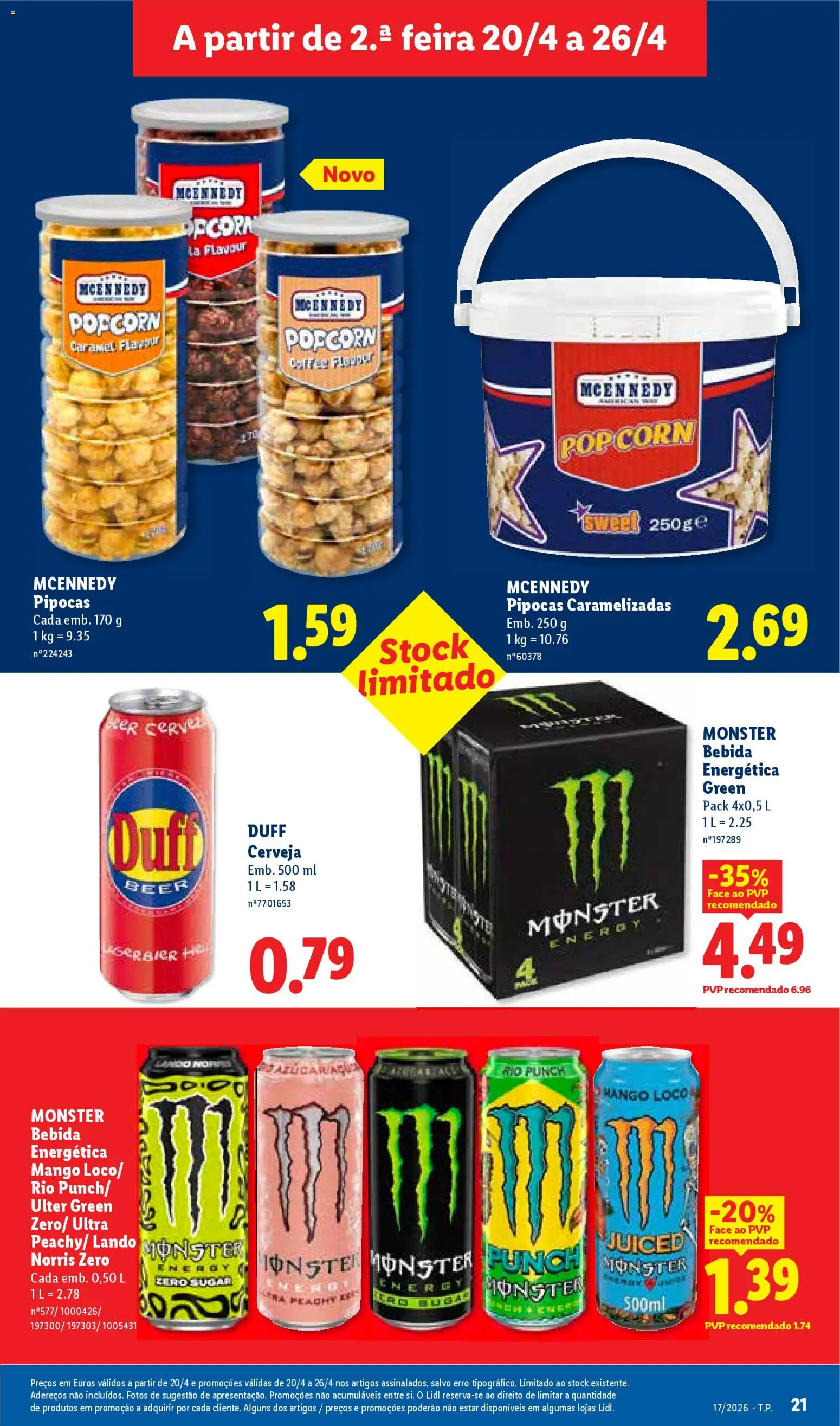 Lidl folheto │ válido de 20.04.2026 | Página: 21 | Produtos: Pipocas, Cerveja, Bebida