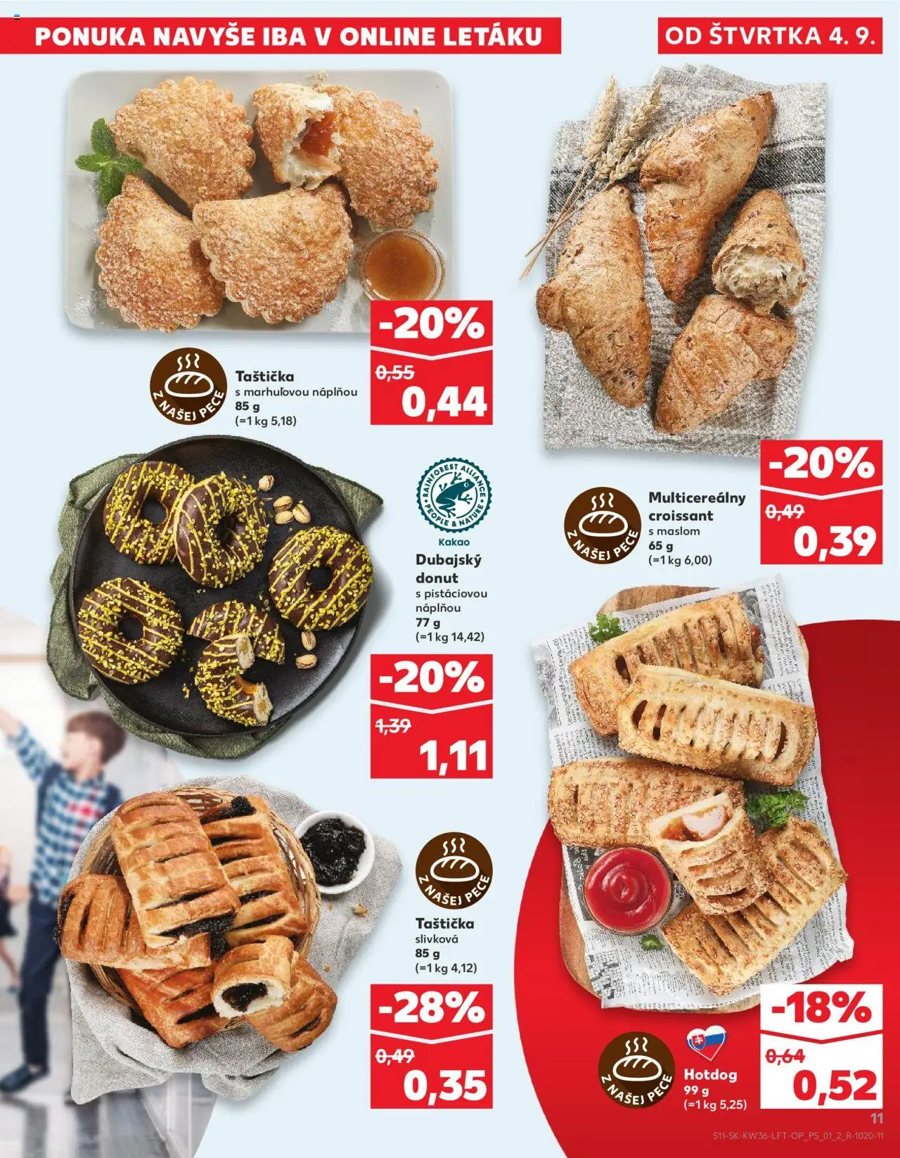 Nové Kaufland akcie – leták je platný od 04.09.2025 | Strana: 11 | Produkty: Donut, Croissant, Kakao