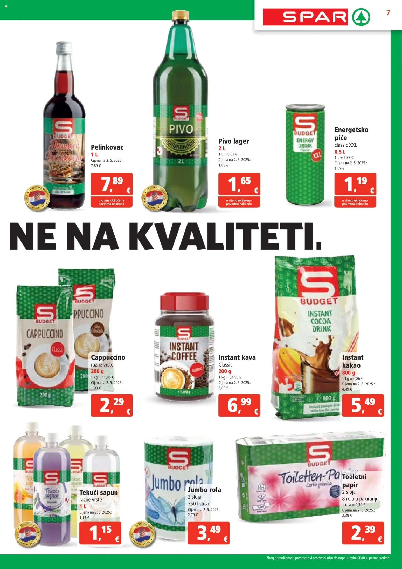 Spar katalog | vrijedi od 29.10.2025 | Stranica: 7 | Proizvodi: Pelinkovac, Sapun, Pivo, Cappuccino