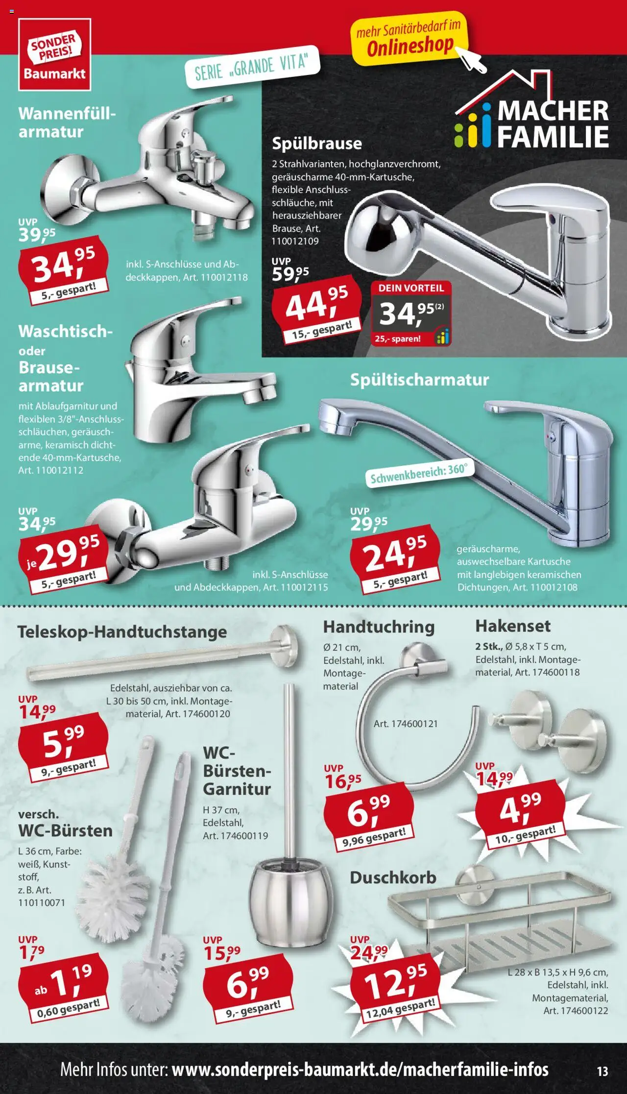 Sonderpreis Baumarkt Prospekt 	 - gültig ab dem 26.07.2025 | Seite: 13 | Produkte: Armatur, Waschtisch