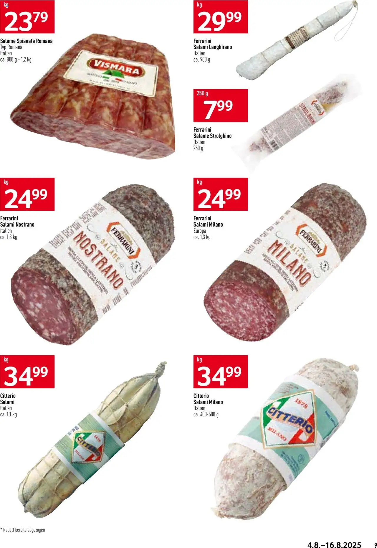 Prodega Aktionen Mediterran ab 04.08.2025 | Seite: 9 | Produkte: Salami