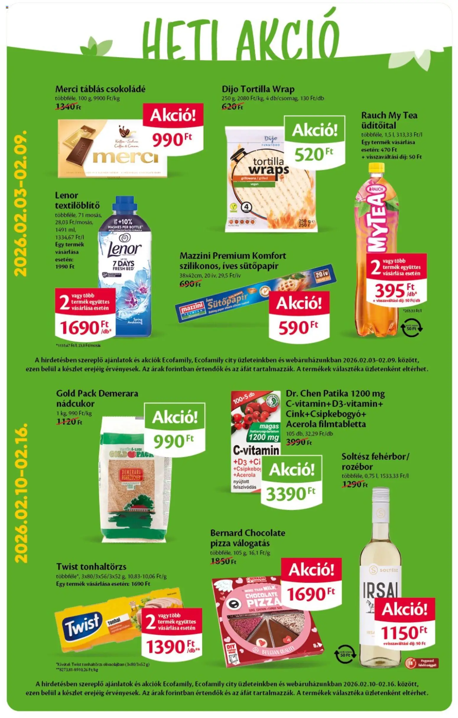 EcoFamily akciós ujság - amely érvényes a következő dátumtól: 05.02.2026 | Oldal: 2 | Termékek: Tonhal, Nádcukor, Csokoládé, Tea