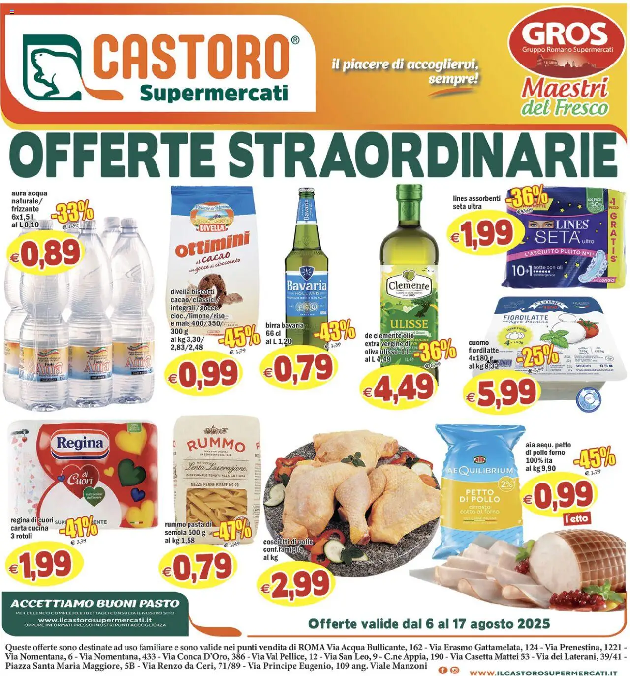 Volantino Il Castoro del 06.08.2025 | Pagina: 1 | Prodotti: Arrosto, Birra, Biscotti, Mais