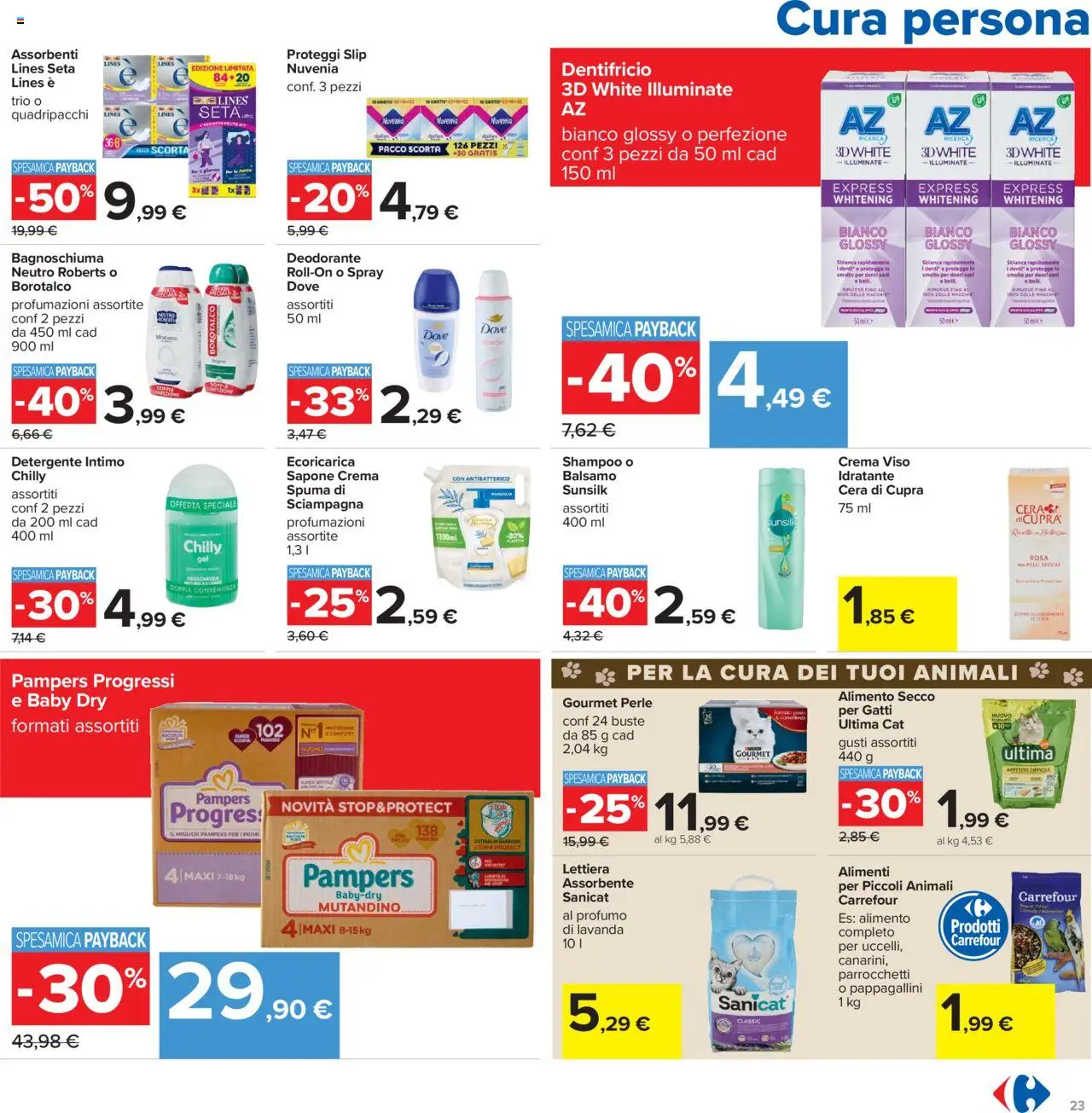 Volantino Carrefour del 23.10.2025 | Pagina: 23 | Prodotti: Balsamo, Bagnoschiuma, Dentifricio, Lavanda