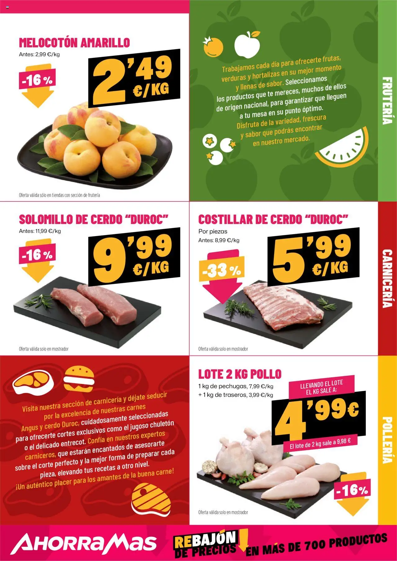 AhorraMas folleto │ válido desde el 18.09.2025 | Página: 5 | Productos: Solomillo de cerdo, Té, Melocotón amarillo, Mesa