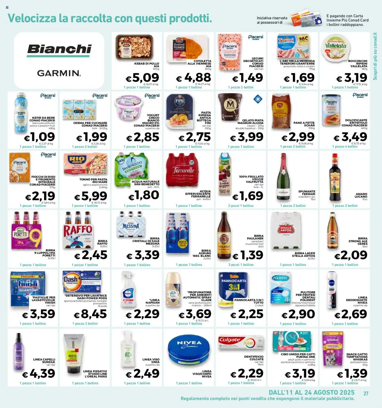 Volantino Conad del 13.08.2025 | Pagina: 27 | Prodotti: Tacchino, Lavatrice, Ceres, Tonno