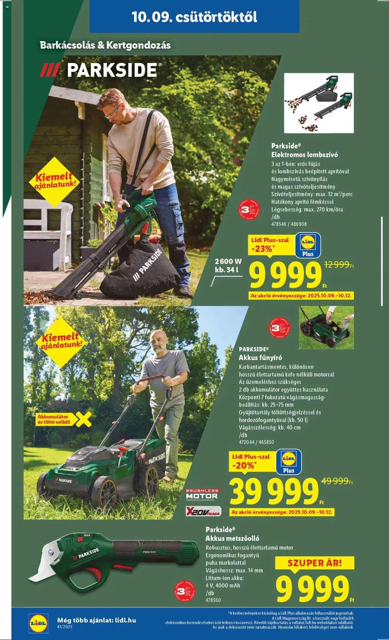 Lidl akciós ujság - amely érvényes a következő dátumtól: 09.10.2025 | Oldal: 36 | Termékek: Aprító, Töltő, Lombszívó, Metszőolló