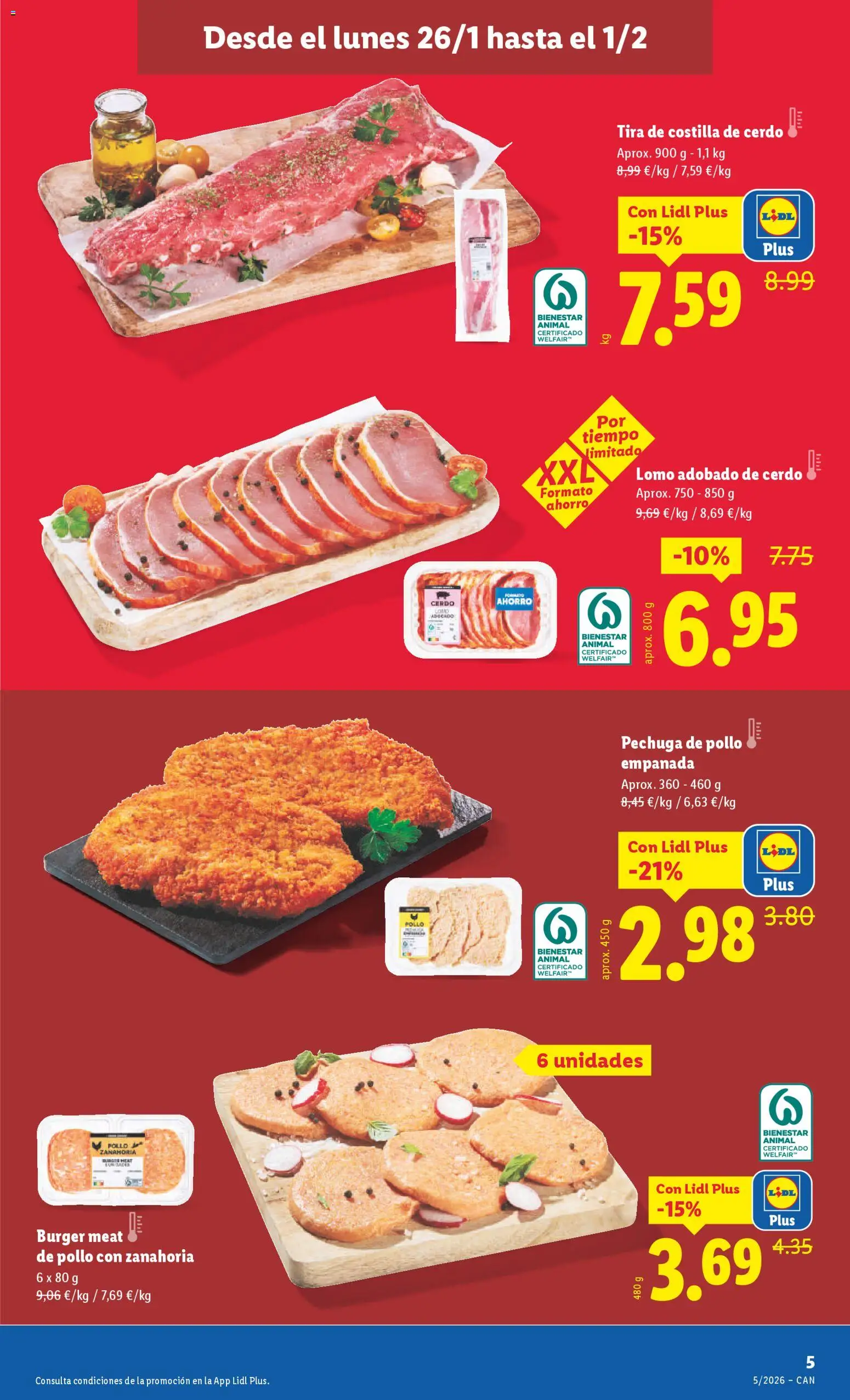Lidl - Canarias │ válido desde el 26.01.2026 | Página: 7 | Productos: Cerdo, Zanahoria, Costilla de cerdo, Pechuga de pollo empanada