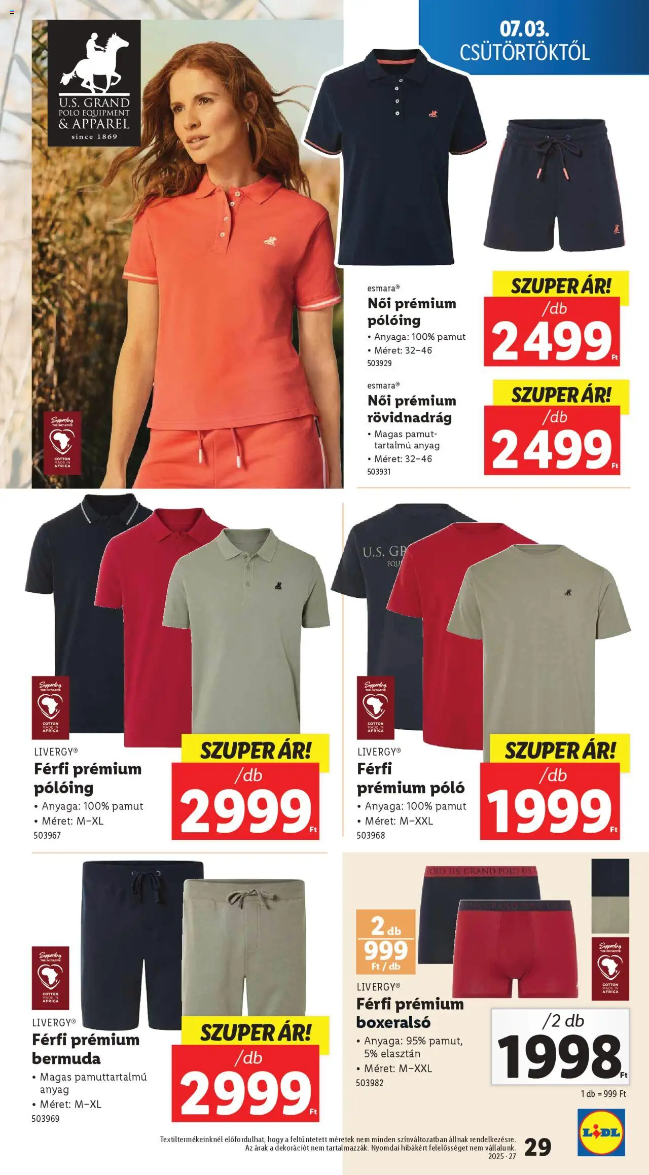 Lidl akciós ujság - amely érvényes a következő dátumtól: 03.07.2025 | Oldal: 29 | Termékek: Boxeralsó, Pólóing, Rövidnadrág