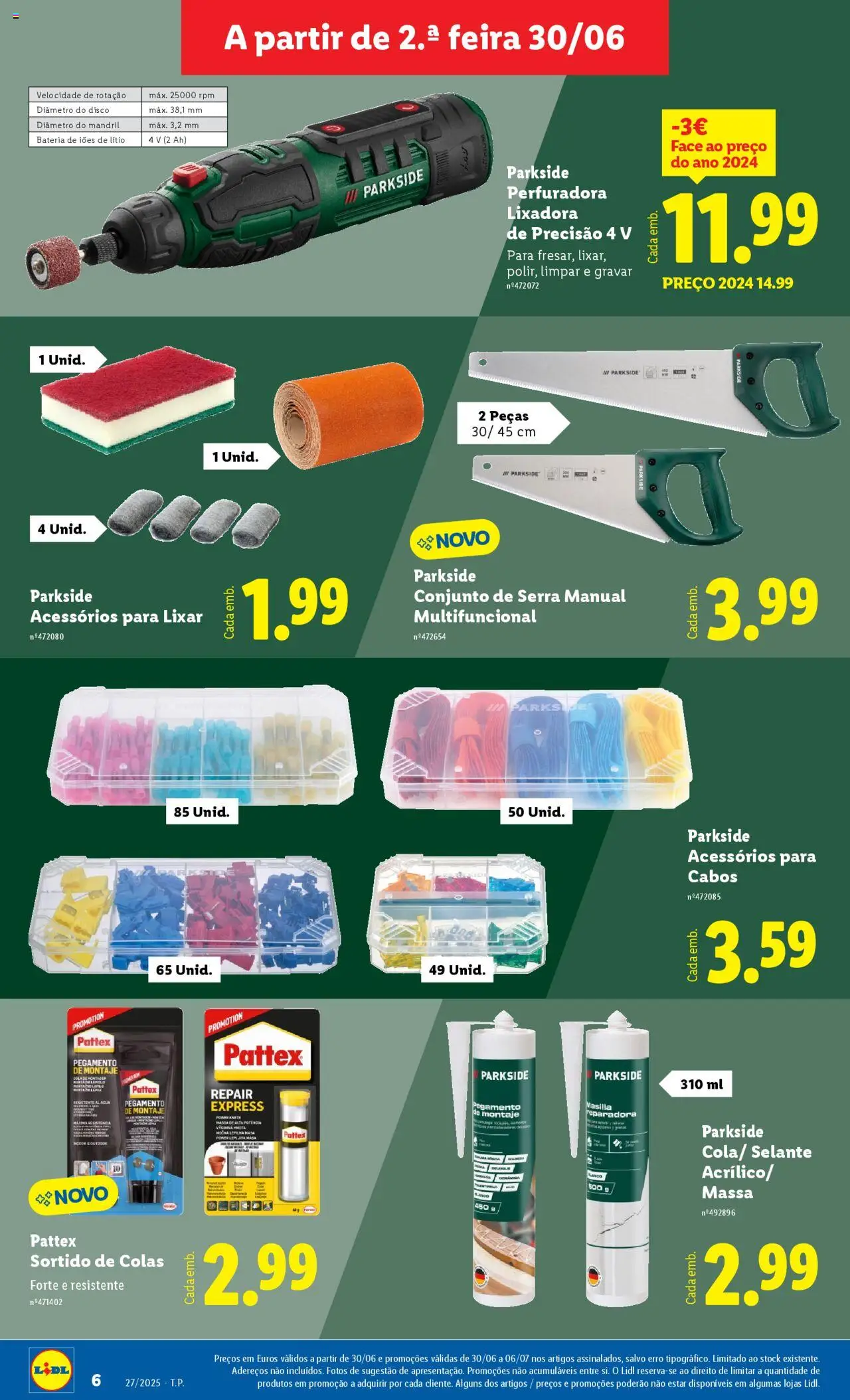 Lidl Novidades │ válido de 30.06.2025 | Página: 6 | Produtos: Agua, Bateria, Massa