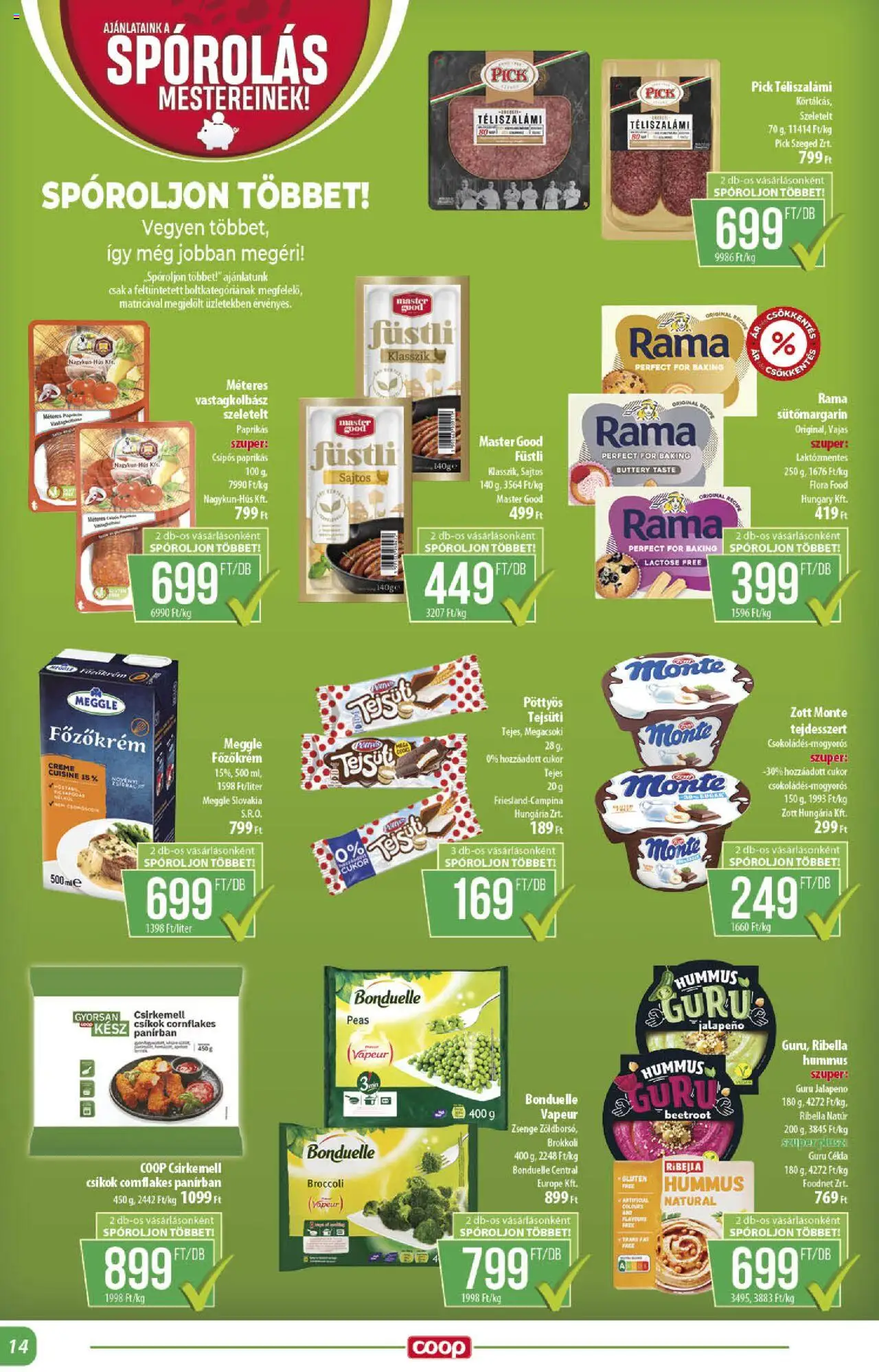 COOP akciós ujság - amely érvényes a következő dátumtól: 21.08.2025 | Oldal: 14 | Termékek: Cékla, Pick, Brokkoli, Csirkemell