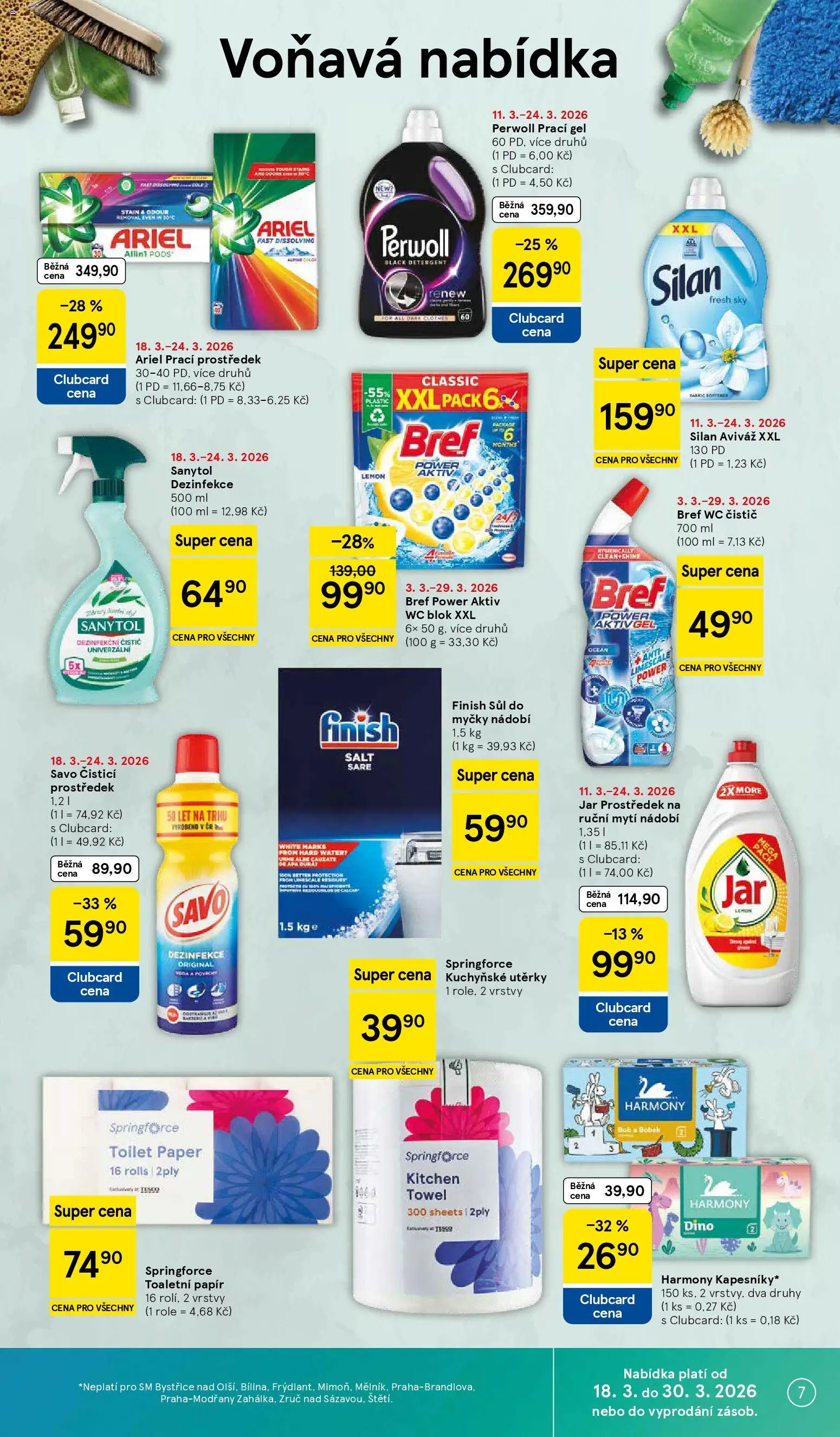 Tesco leták - Supermarket od 18.03.2026 | Strana: 7 | Produkty: Prací prostředek, Blok, Perwoll, Silan
