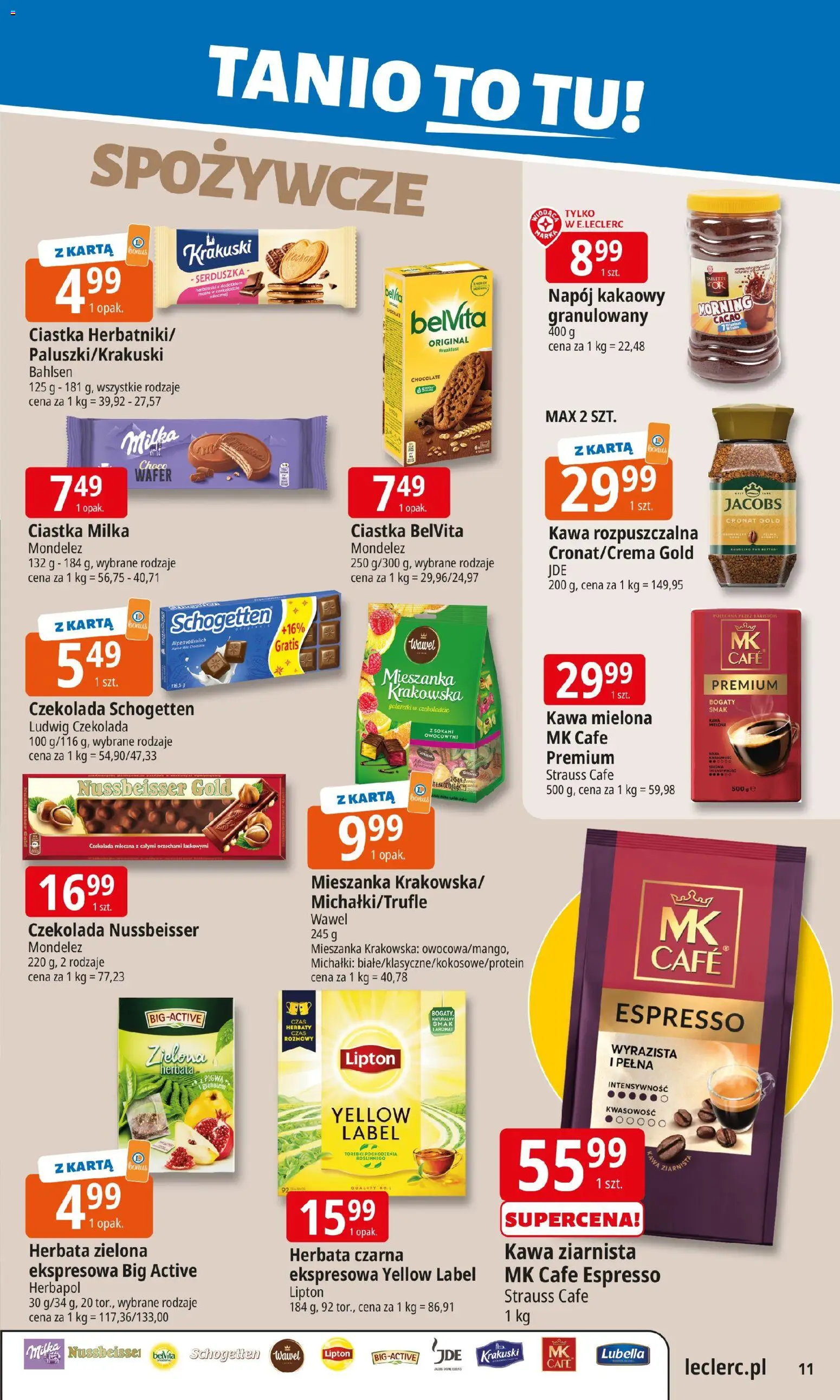 E.Leclerc Gazetka - Tychy od 02.02.2026 | Strona: 11 | Produkty: Galaretki, Kawa rozpuszczalna, Milka, Torebki