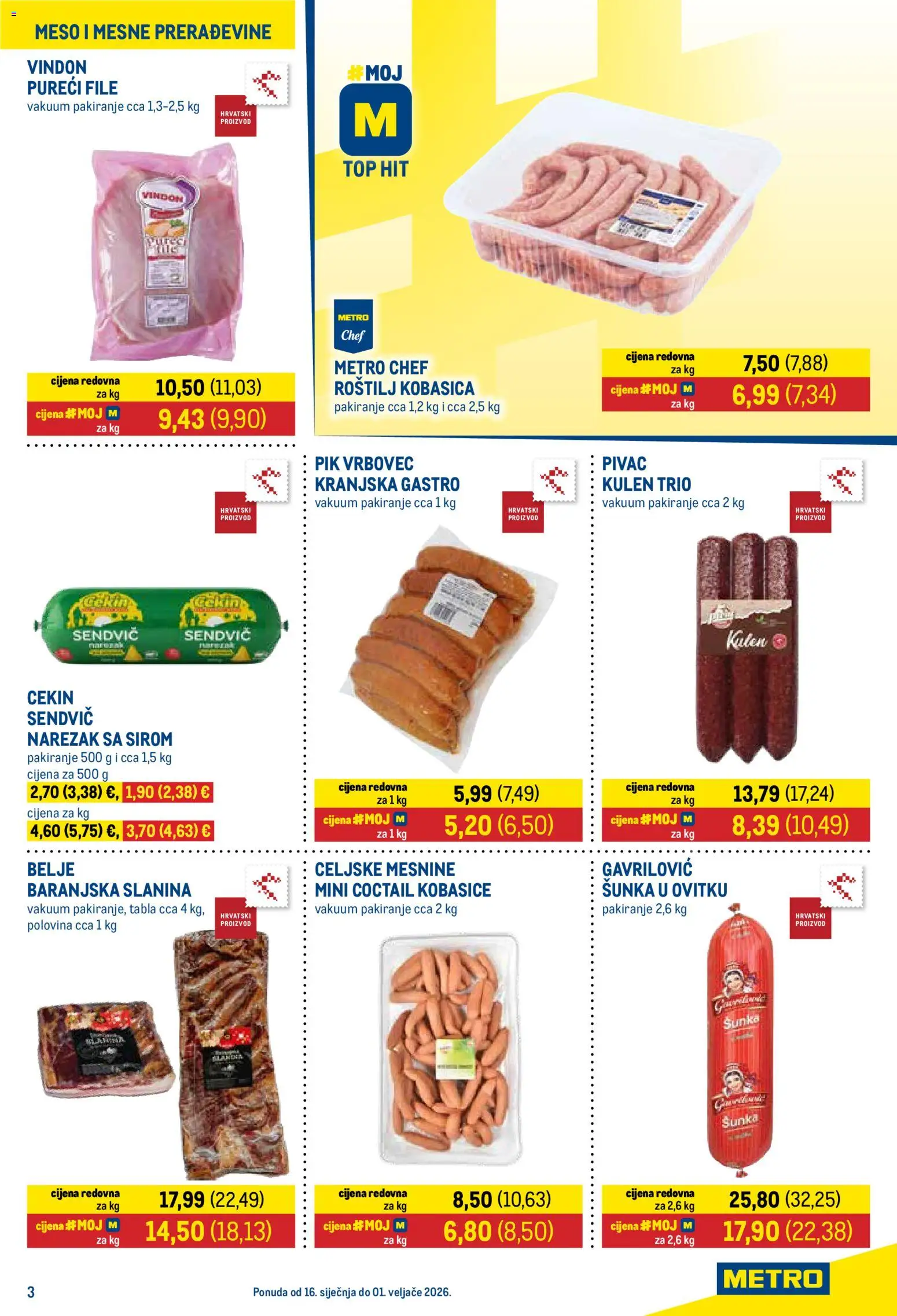 Metro katalog | vrijedi od 16.01.2026 | Stranica: 3 | Proizvodi: Šunka, Narezak, Slanina, Kobasica
