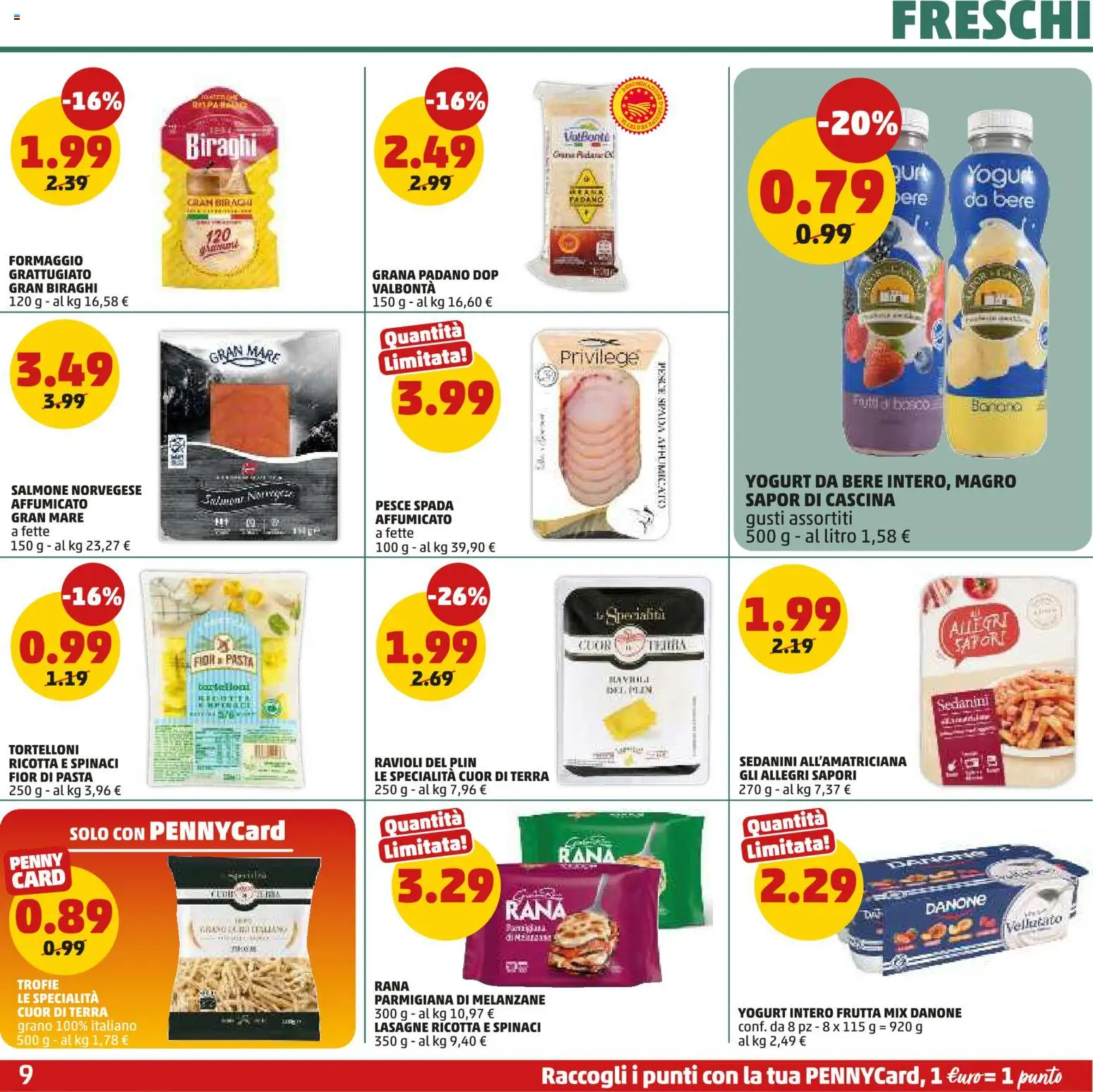 Volantino PENNY del 09.04.2026 | Pagina: 9 | Prodotti: Grana Padano, Ravioli, Melanzane, Terra
