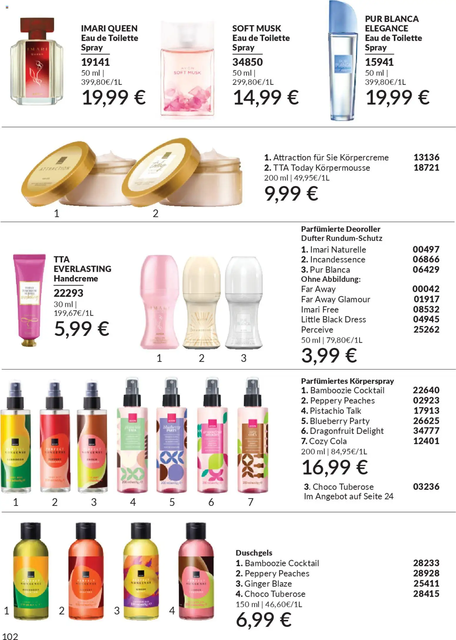 AVON Katalog Januar 2026 – gültig ab 01.01.2026 | Seite: 104 | Produkte: Cola, Eau de Toilette, Körpercreme, Handcreme