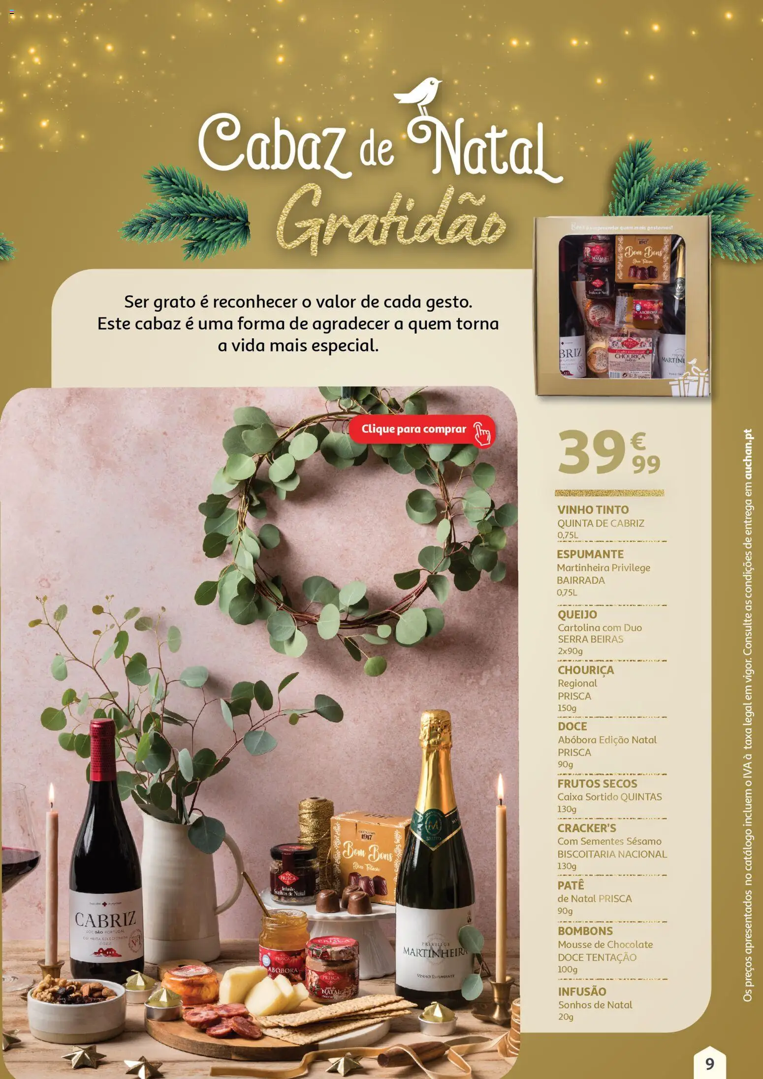 Auchan - Cabazes de Natal │ válido de 01.11.2025 | Página: 9 | Produtos: Espumante, Vinho, Abóbora, Vinho tinto