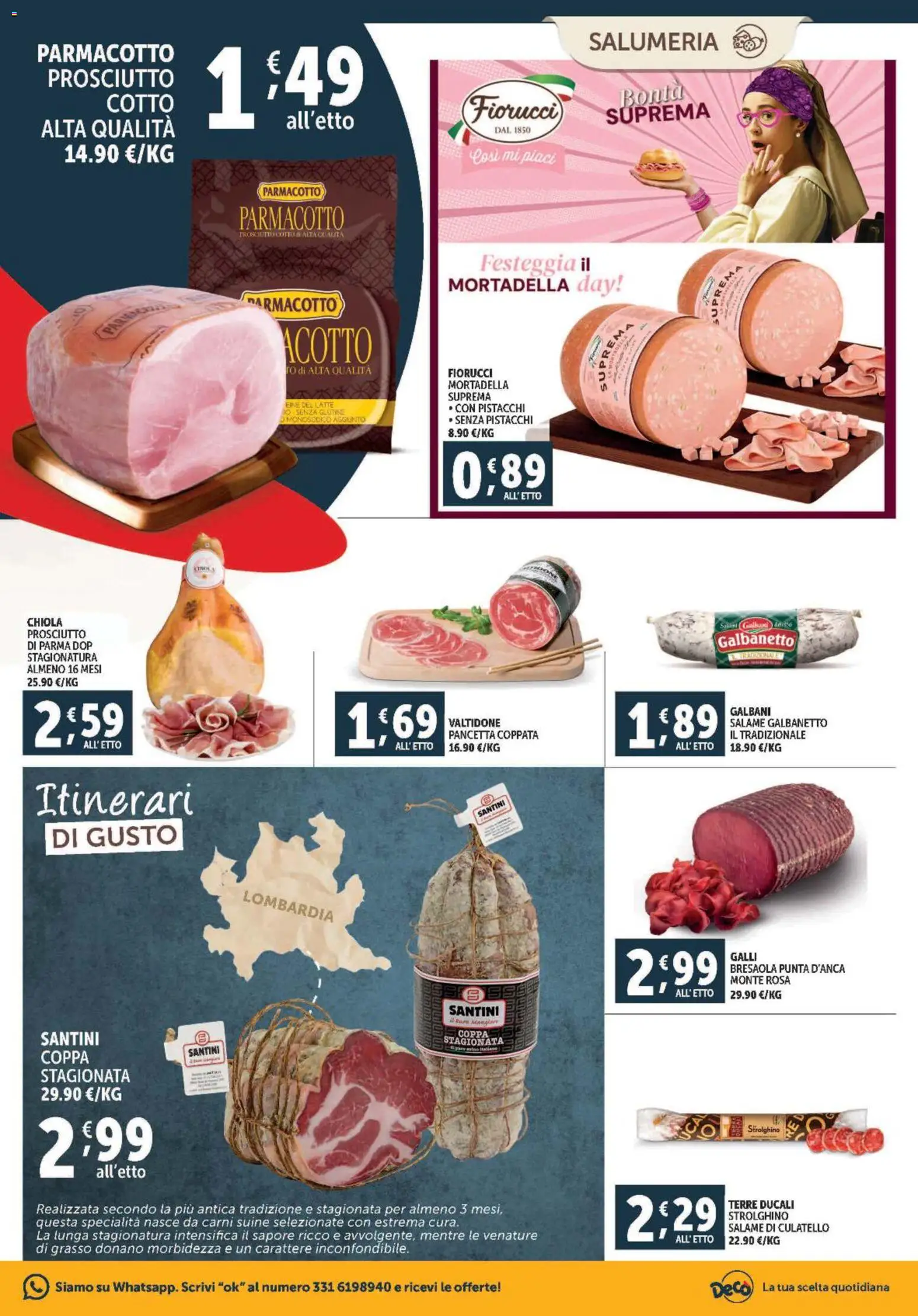 Volantino Decò del 28.10.2025 | Pagina: 3 | Prodotti: Prosciutto di Parma, Salame, Prosciutto, Mortadella