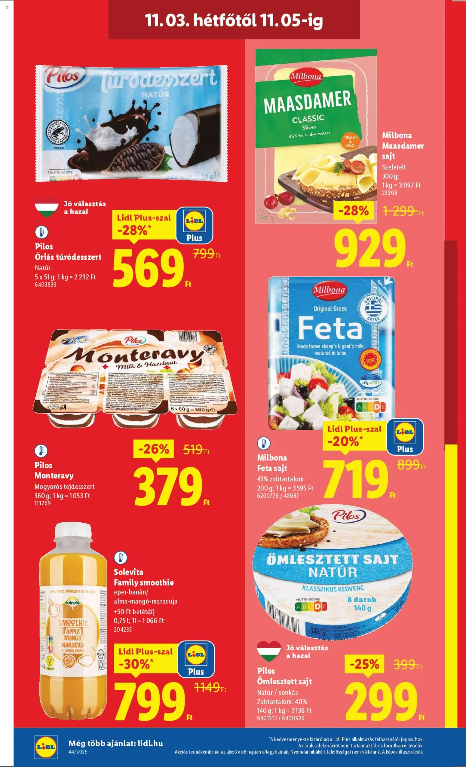 Lidl akciós ujság - amely érvényes a következő dátumtól: 30.10.2025 | Oldal: 50 | Termékek: Feta sajt, Sajt, Smoothie, Mangó