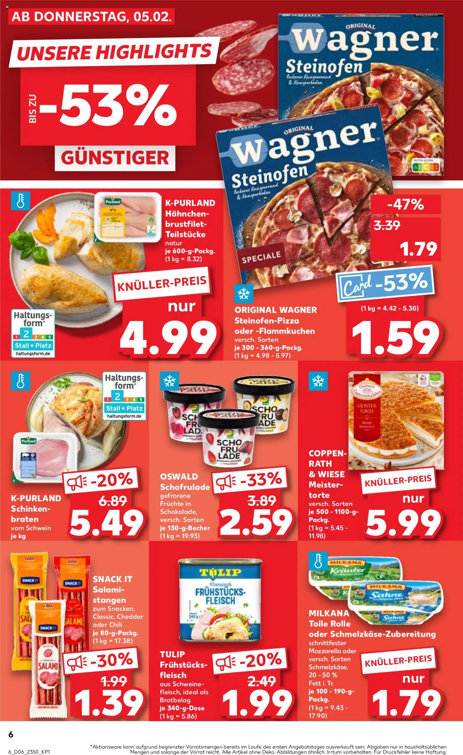 Kaufland prospekt Völklingen	 – gültig ab 05.02.2026 | Seite: 6 | Produkte: Hahnchen, Milkana, Mozzarella, Fleisch