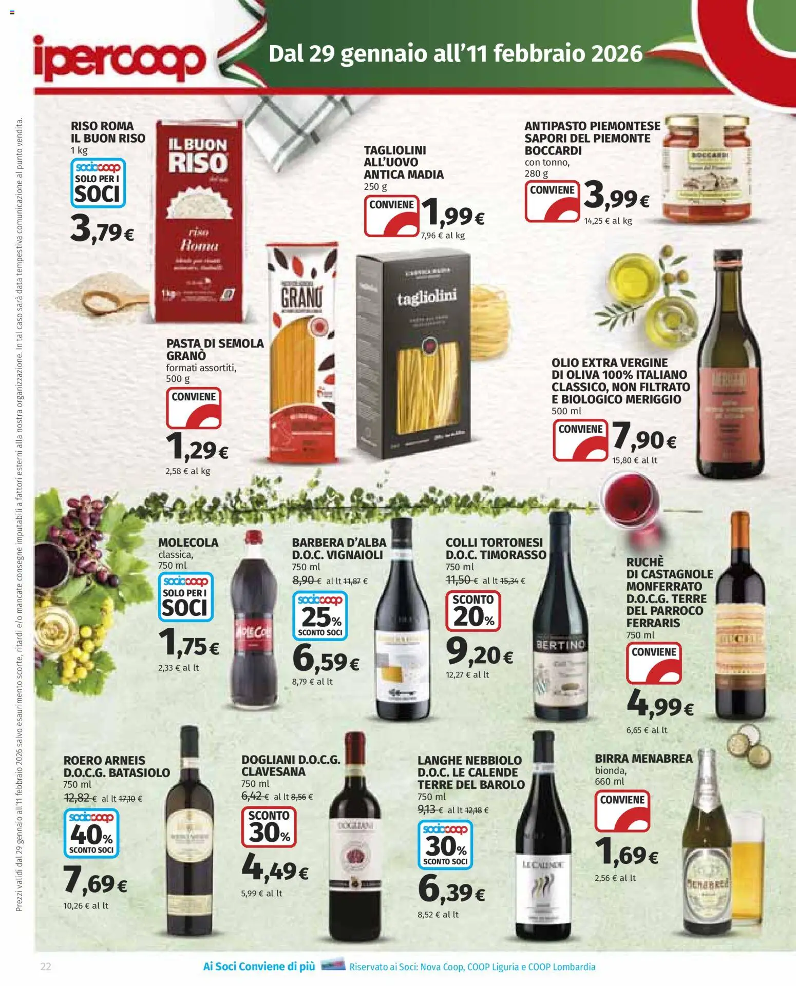 Volantino Ipercoop del 29.01.2026 | Pagina: 22 | Prodotti: Olio, Pasta, Data, Olio extra vergine