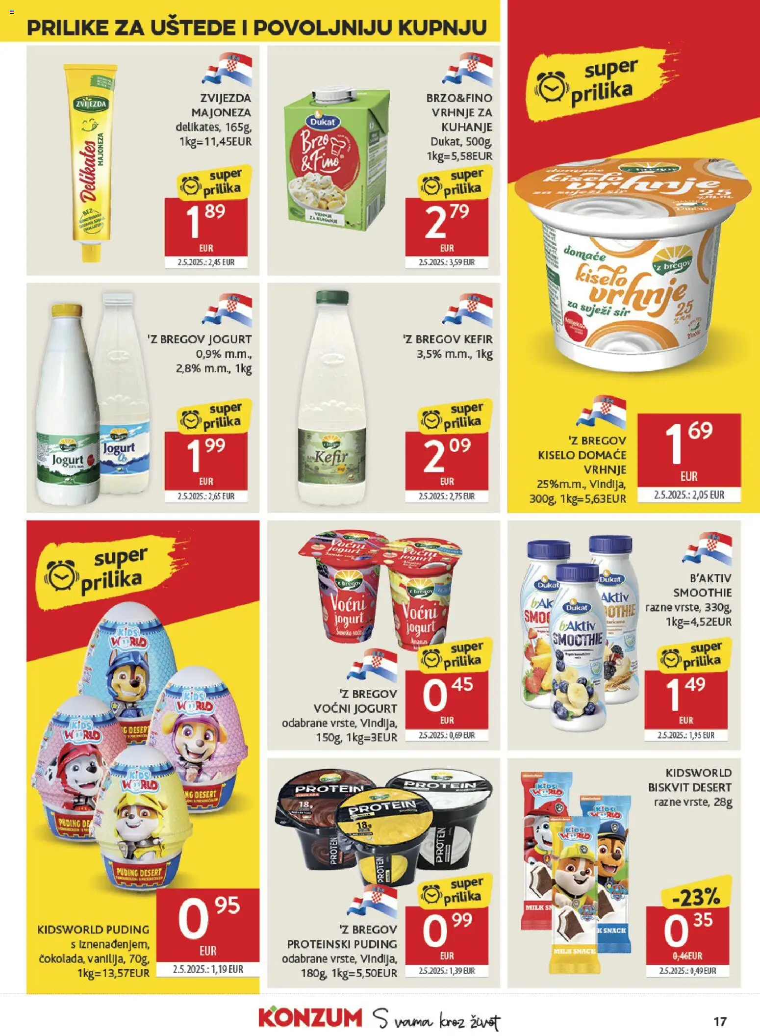 Konzum HR akciós ujság - amely érvényes a következő dátumtól: 04.03.2026 | Oldal: 17 | Termékek: Puding, Kefir, Protein, Smoothie