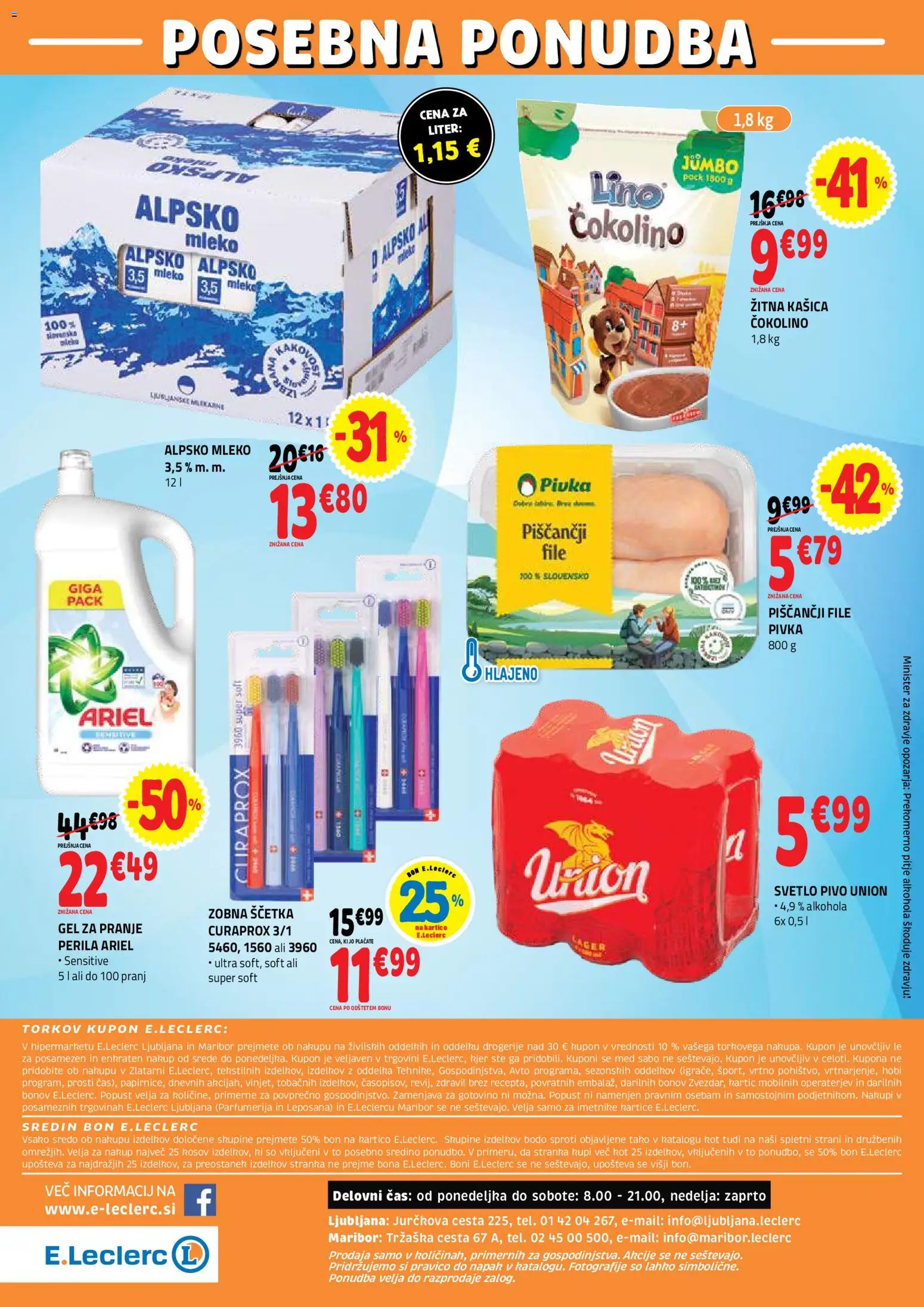Novi E.leclerc katalog ponudbe – veljaven od 29.10.2025 | Stran: 32 | Izdelki: Čokolino, Mleko, Zobna scetka, Pivo