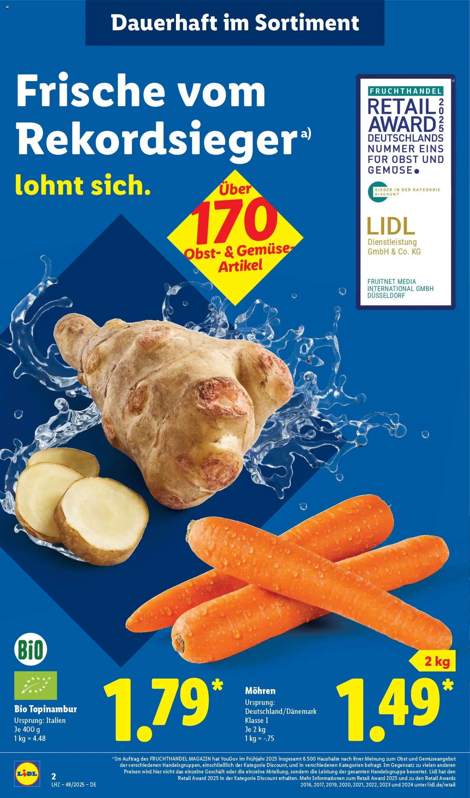 Lidl Prospekt Jessen – gültig ab 24.11.2025 | Seite: 2 | Produkte: Mohren, Gemüse, Obst