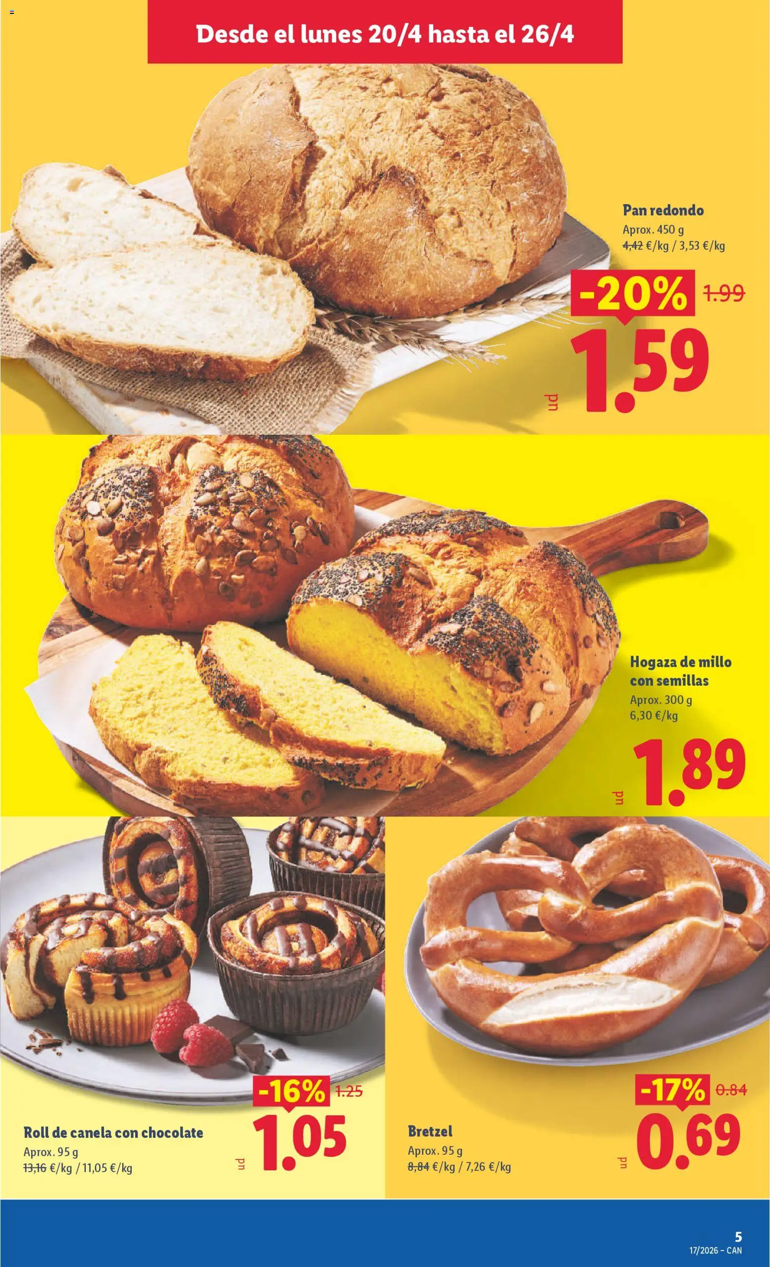 Lidl Canarias │ válido desde el 20.04.2026 | Página: 5 | Productos: Pan, Chocolate