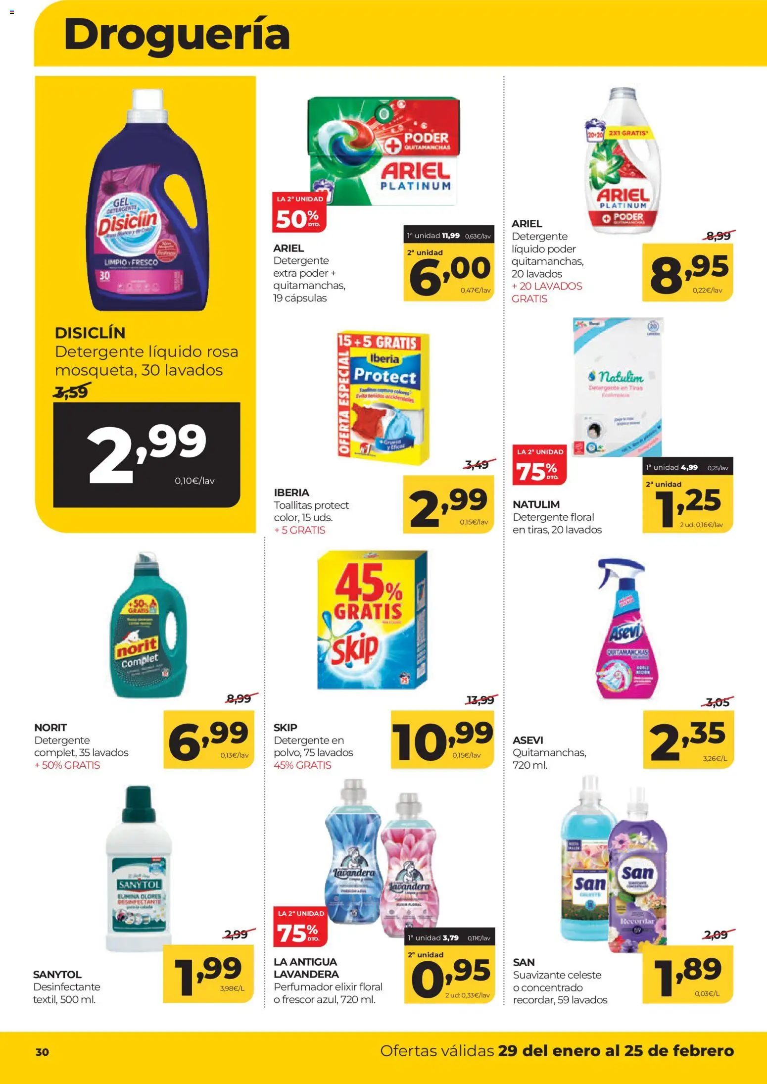 Alimerka folleto Asturias │ válido desde el 29.01.2026 | Página: 30 | Productos: Quitamanchas, Detergente, Detergente líquido, Suavizante