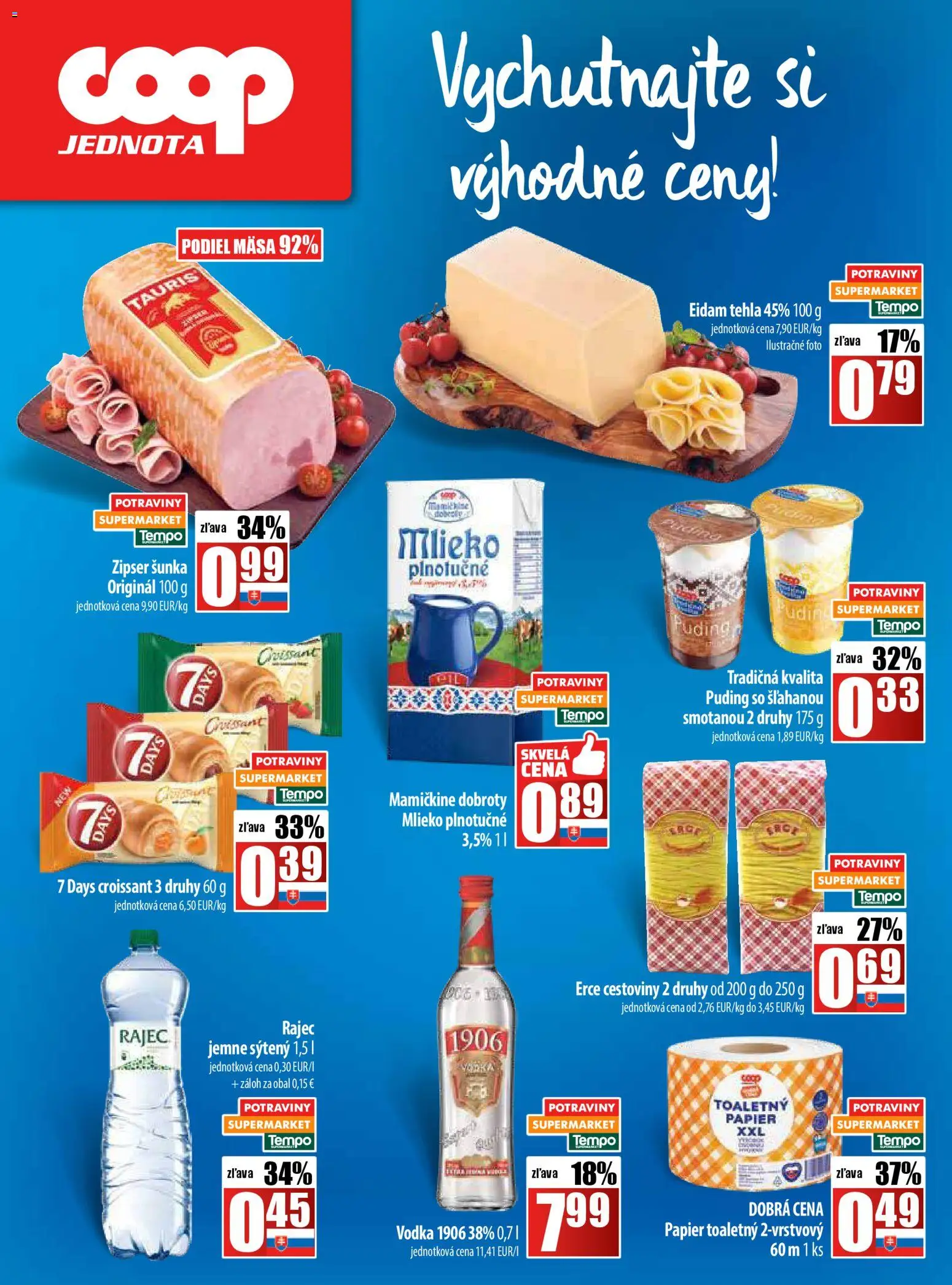 Nové COOP Jednota akcie – leták je platný od 06.11.2025 | Strana: 28 | Produkty: Croissant, Rajec, Toaletný papier, Vodka
