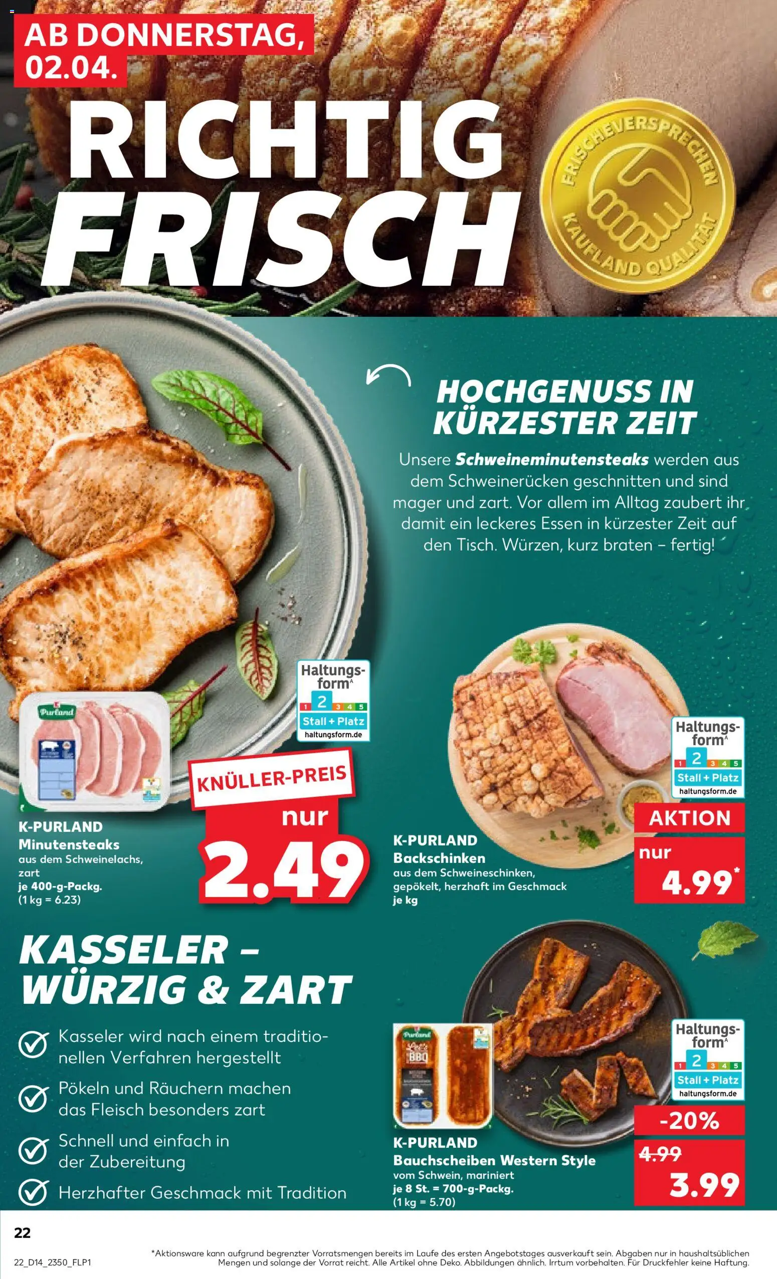 Kaufland Prospekt Völklingen	 – gültig ab 02.04.2026 | Seite: 22 | Produkte: Schweinerucken, Steak, Fleisch