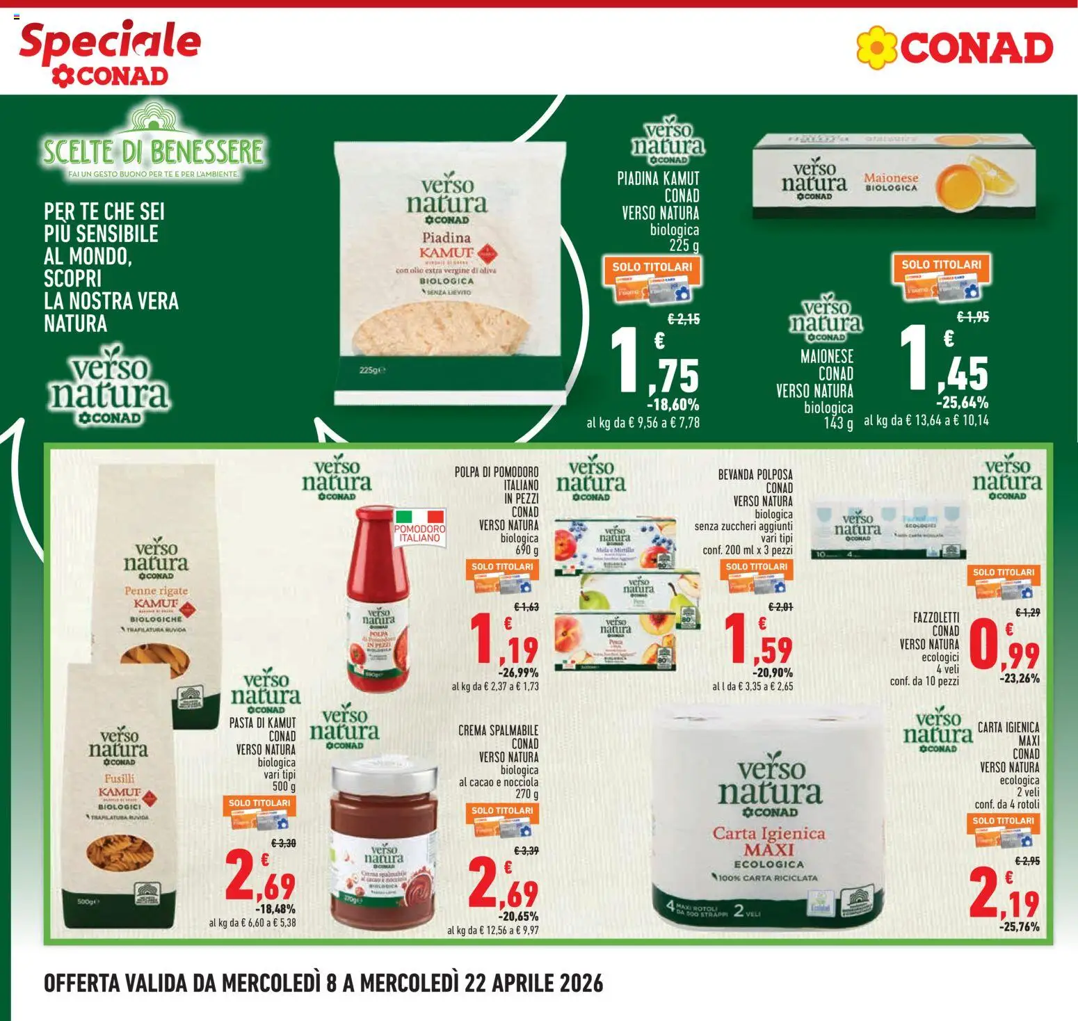 Volantino Conad del 08.04.2026 | Pagina: 6 | Prodotti: Crema, Tè, Fazzoletti, Maionese